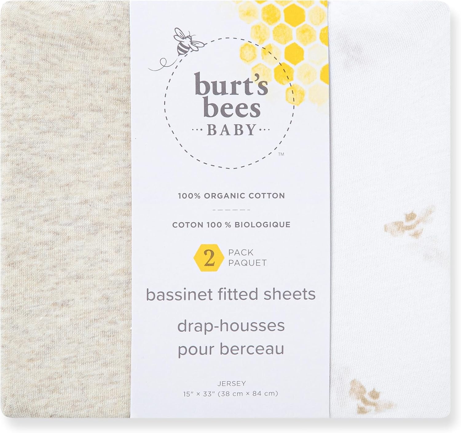 image:imageBassinet Sheet Infant Fitted BEESNUG Cover 100 Organic Cotton Soft Unisex Newborn Essentials for All Standard Oval or Rectangle Bassinet Bed Pads or Mattresses 15 x 33 InchesGolden Bee