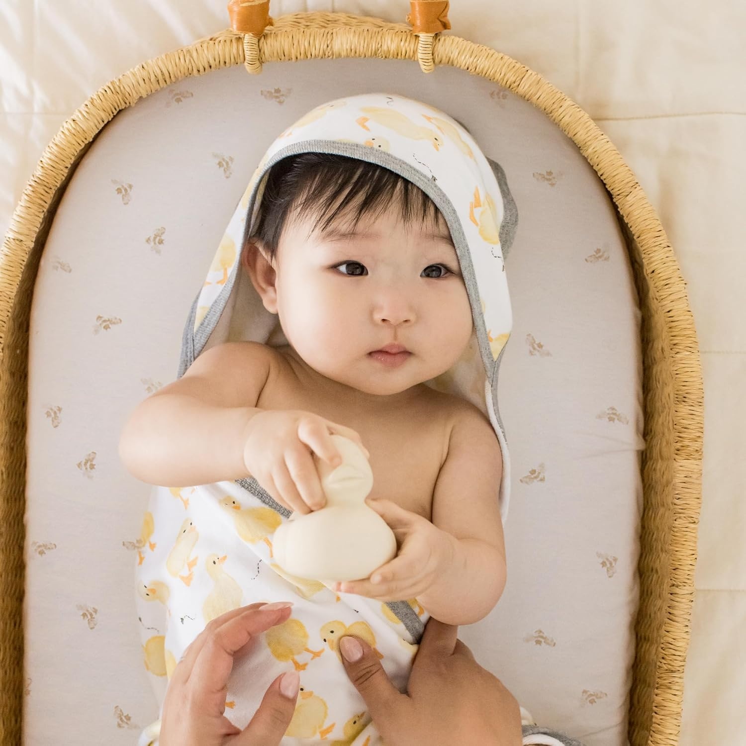 image:imageBassinet Sheet Infant Fitted BEESNUG Cover 100 Organic Cotton Soft Unisex Newborn Essentials for All Standard Oval or Rectangle Bassinet Bed Pads or Mattresses 15 x 33 InchesGolden Bee