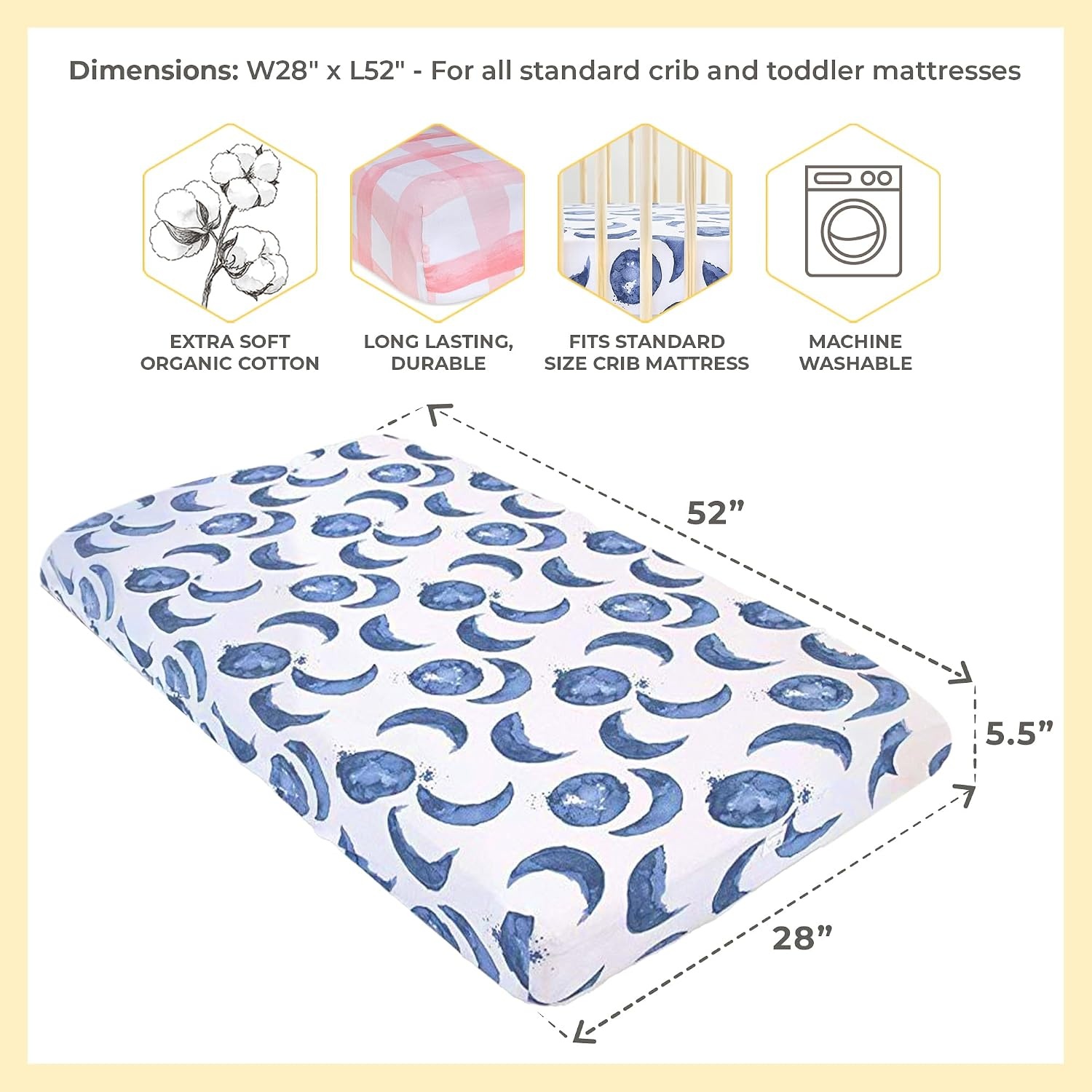 image:imageBurts Bees Baby Fitted Crib Sheet Girls Boys amp Unisex 100 Organic Cotton Crib Sheet for Standard Crib amp Toddler MattressesBlossom Buffalo Check