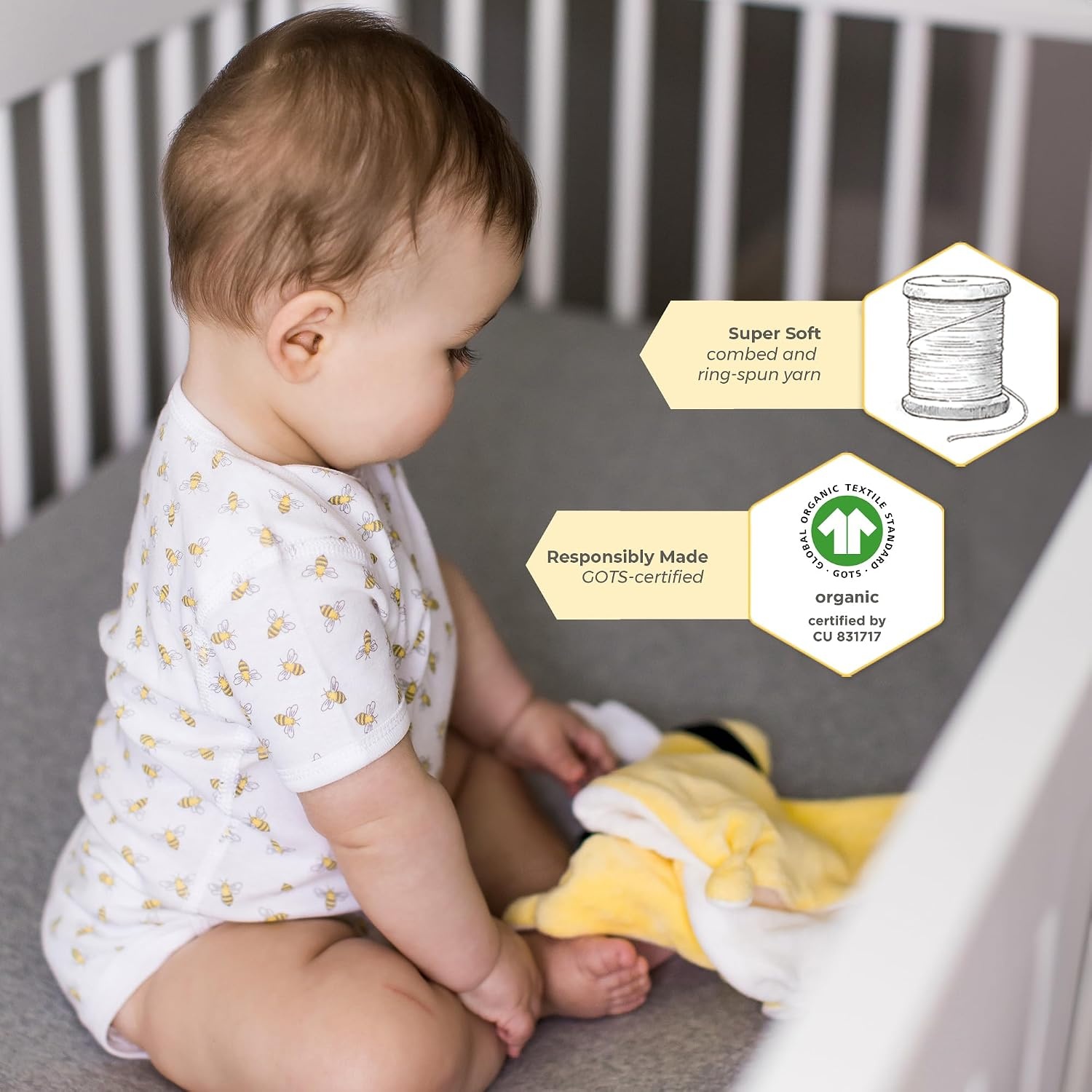 image:imageBurts Bees Baby Fitted Crib Sheet Girls Boys amp Unisex 100 Organic Cotton Crib Sheet for Standard Crib amp Toddler MattressesBlossom Buffalo Check
