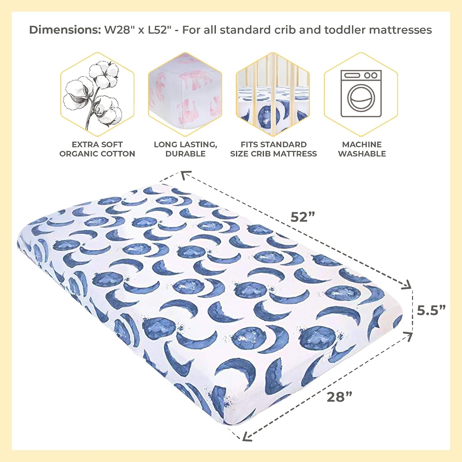 image:imageBurts Bees Baby Fitted Crib Sheet Girls Boys amp Unisex 100 Organic Cotton Crib Sheet for Standard Crib amp Toddler MattressesBlossom Elephants