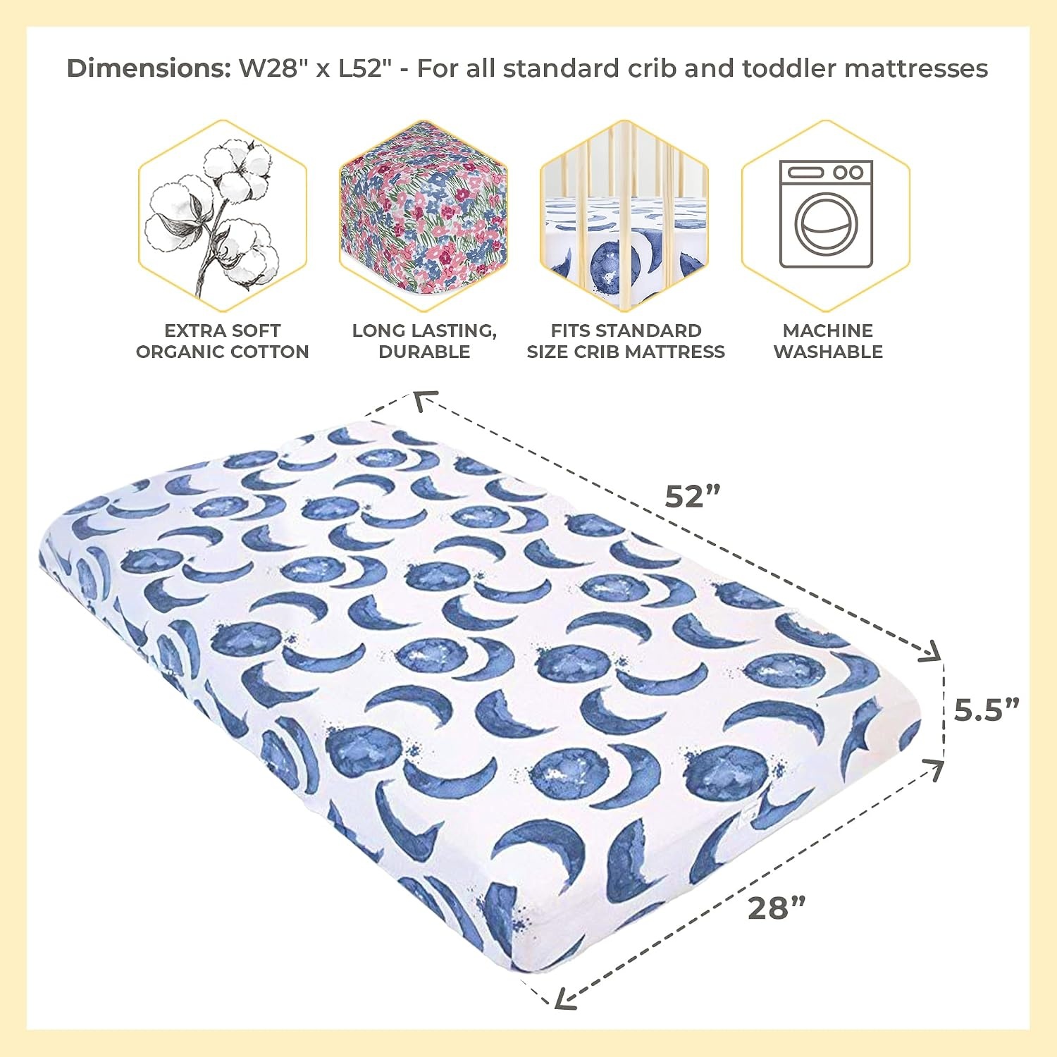 image:imageBurts Bees Baby Fitted Crib Sheet Girls Boys amp Unisex 100 Organic Cotton Crib Sheet for Standard Crib amp Toddler MattressesFlower Fields