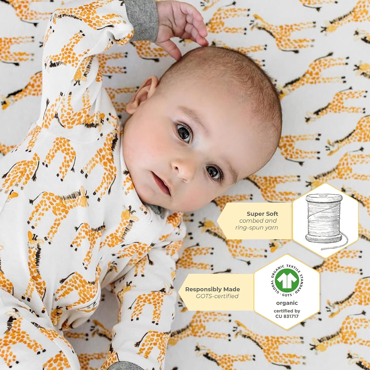 image:imageBurts Bees Baby Fitted Crib Sheet Girls Boys amp Unisex 100 Organic Cotton Crib Sheet for Standard Crib amp Toddler MattressesGiraffes