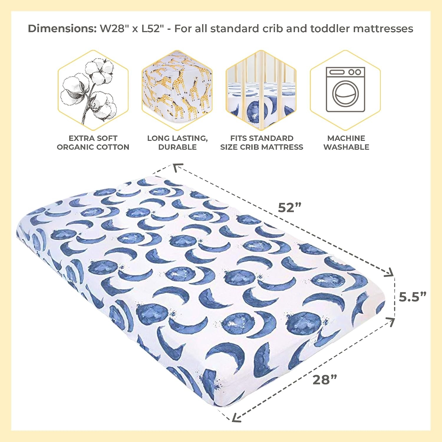 image:imageBurts Bees Baby Fitted Crib Sheet Girls Boys amp Unisex 100 Organic Cotton Crib Sheet for Standard Crib amp Toddler MattressesGiraffes