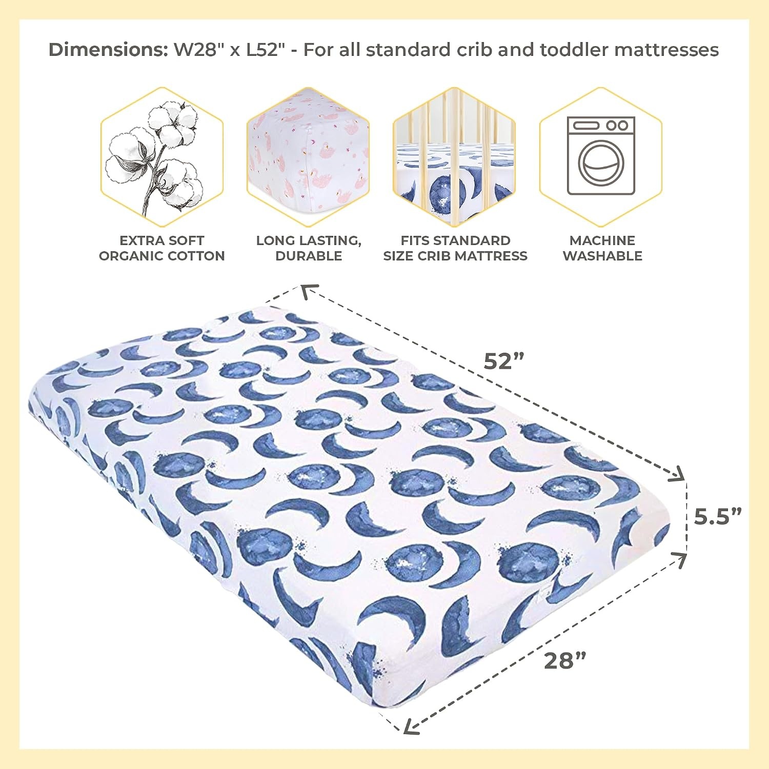 image:imageBurts Bees Baby Fitted Crib Sheet Girls Boys amp Unisex 100 Organic Cotton Crib Sheet for Standard Crib amp Toddler MattressesGraceful Swans