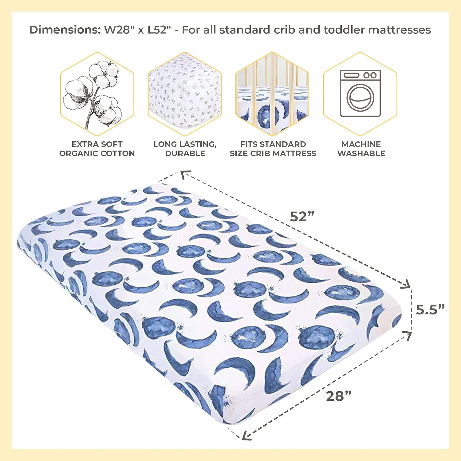 image:imageBurts Bees Baby Fitted Crib Sheet Girls Boys amp Unisex 100 Organic Cotton Crib Sheet for Standard Crib amp Toddler MattressesGrey Bees