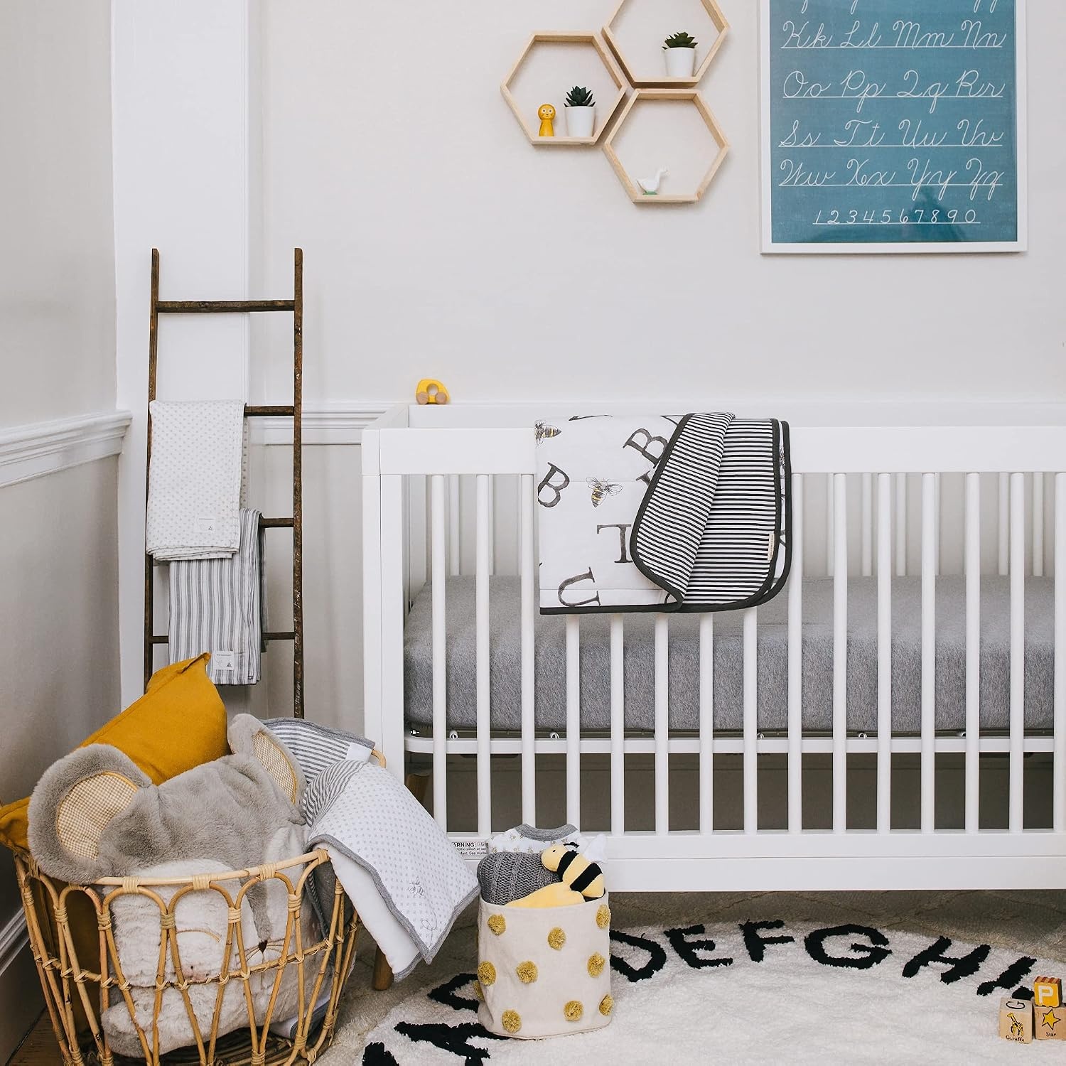 image:imageBurts Bees Baby Fitted Crib Sheet Girls Boys amp Unisex 100 Organic Cotton Crib Sheet for Standard Crib amp Toddler MattressesGrey Solid