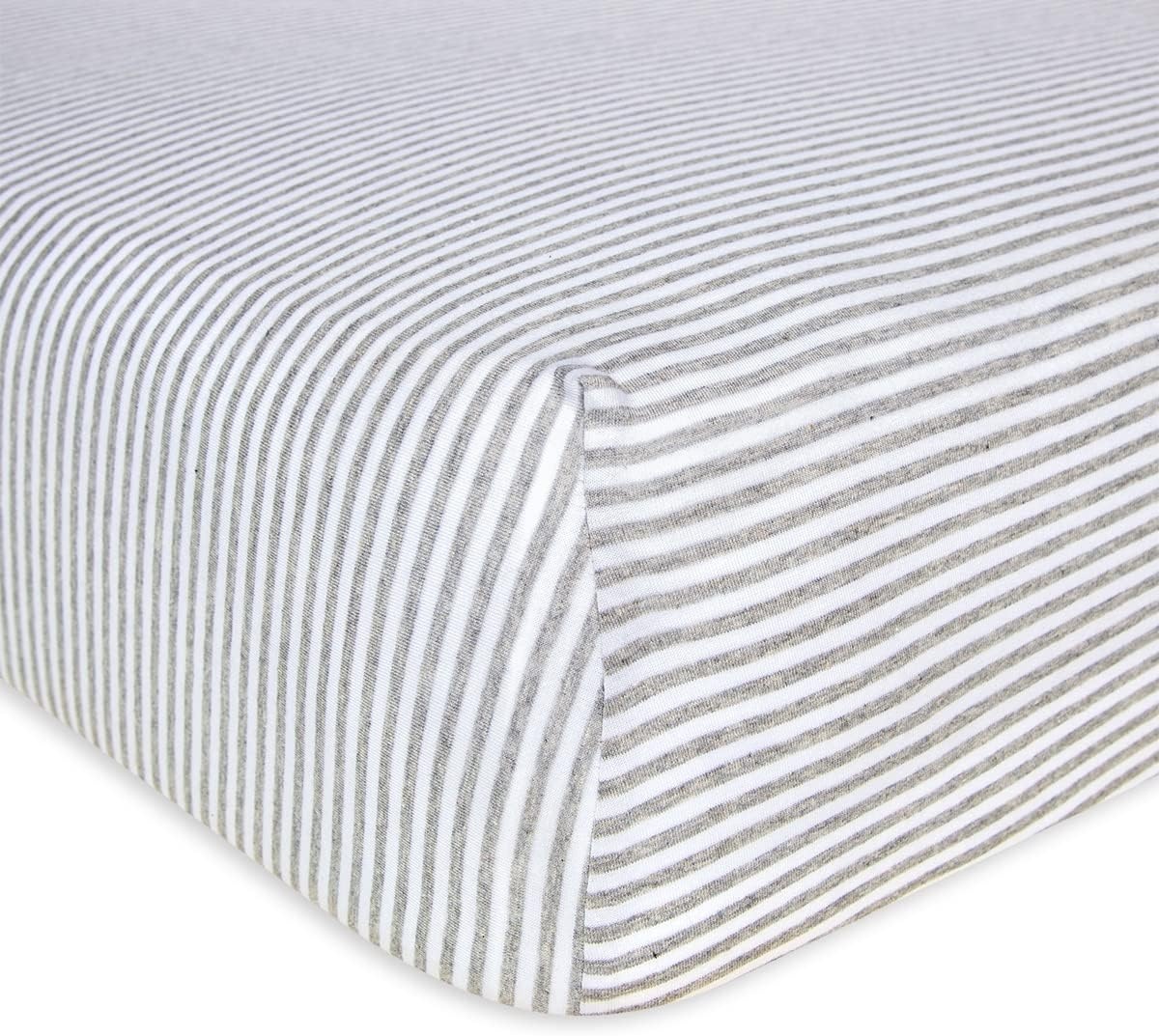 image:imageBurts Bees Baby Fitted Crib Sheet Girls Boys amp Unisex 100 Organic Cotton Crib Sheet for Standard Crib amp Toddler MattressesGrey Stripe