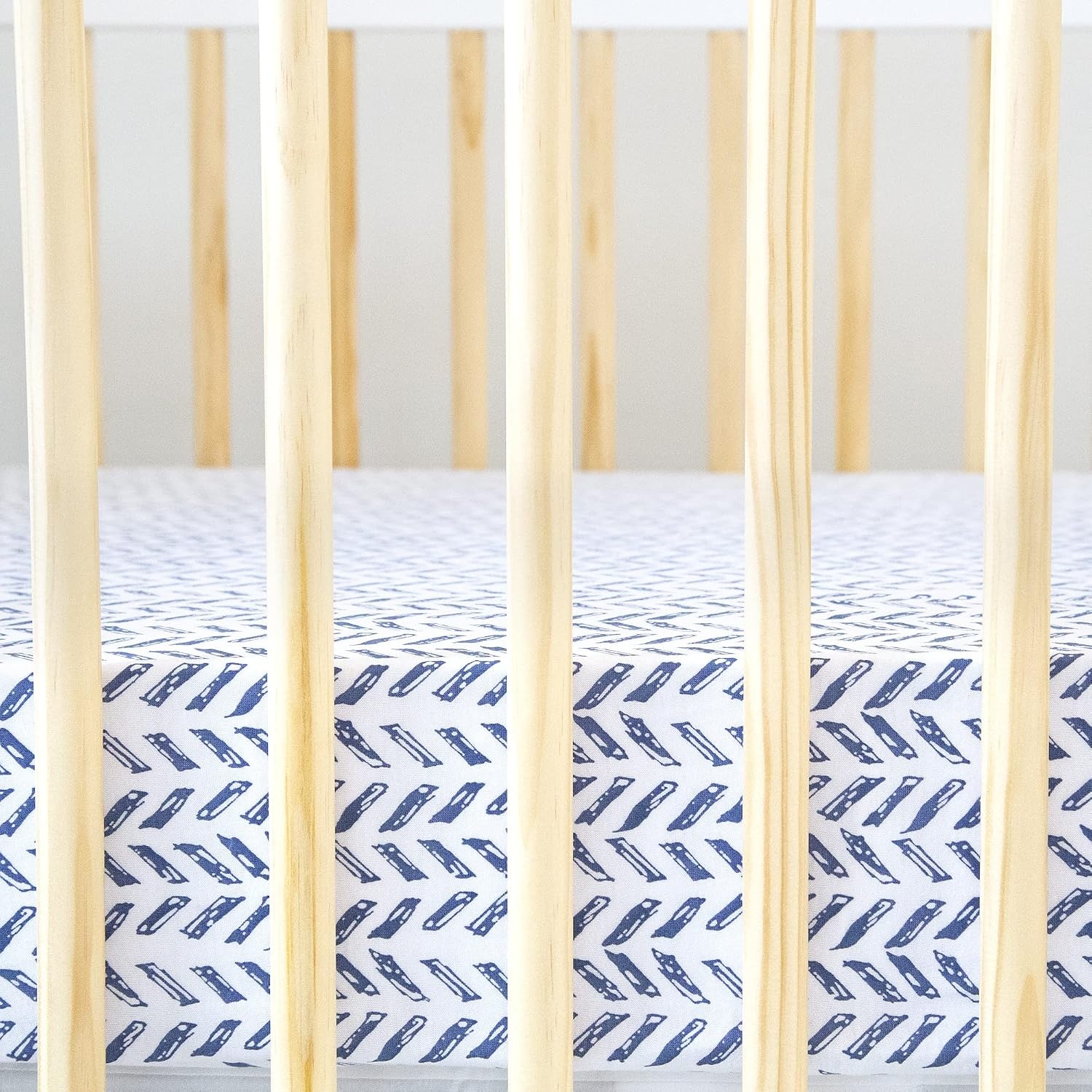 image:imageBurts Bees Baby Fitted Crib Sheet Girls Boys amp Unisex 100 Organic Cotton Crib Sheet for Standard Crib amp Toddler MattressesIndigo Pattern