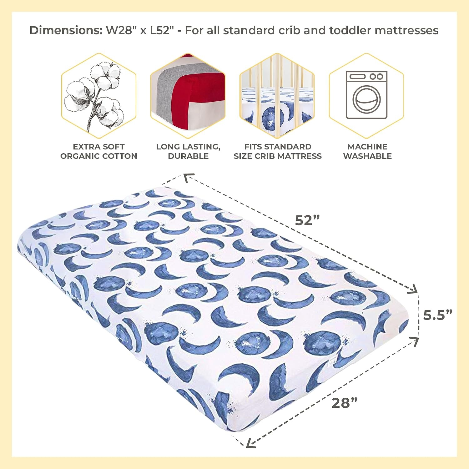 image:imageBurts Bees Baby Fitted Crib Sheet Girls Boys amp Unisex 100 Organic Cotton Crib Sheet for Standard Crib amp Toddler MattressesJumbo Stripe