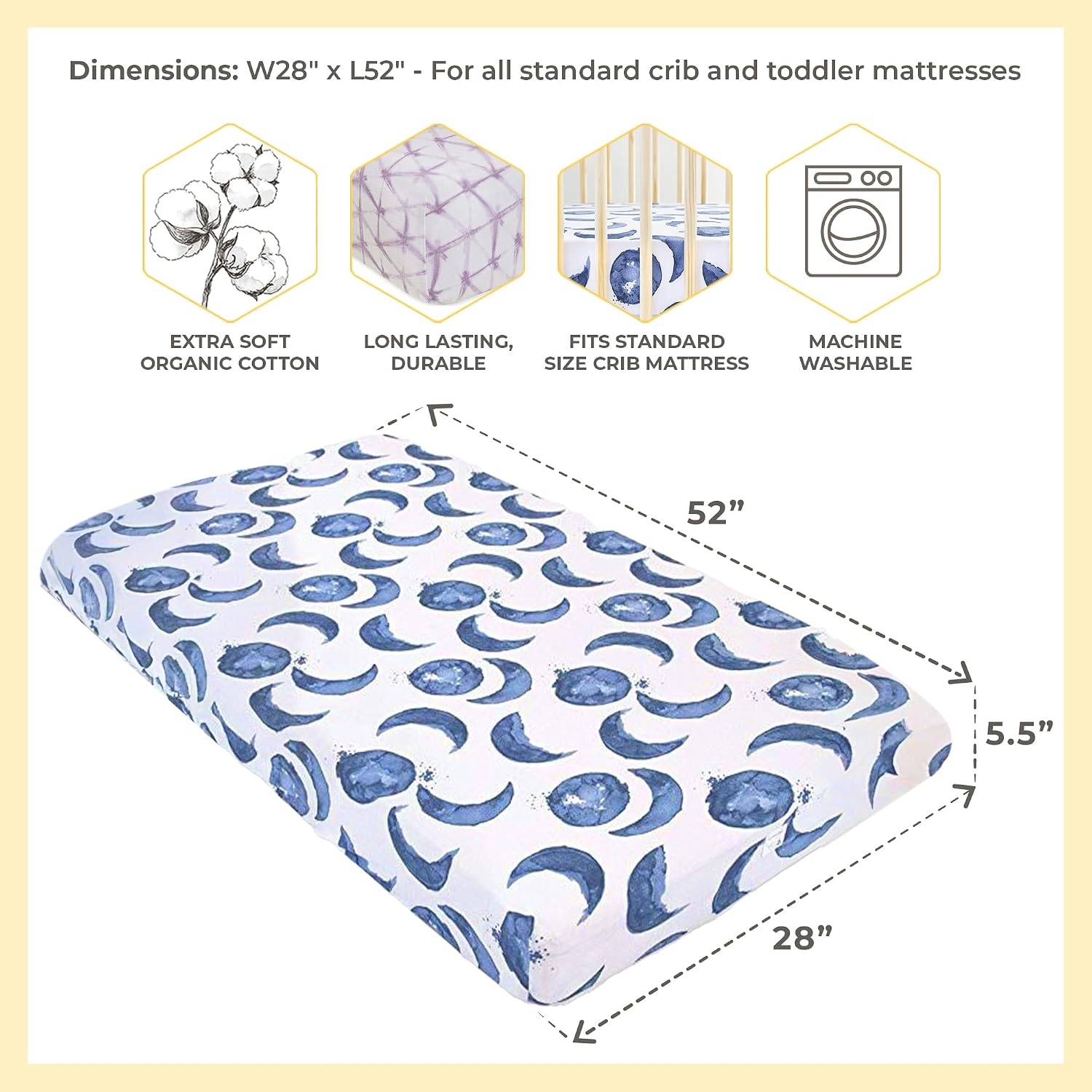 image:imageBurts Bees Baby Fitted Crib Sheet Girls Boys amp Unisex 100 Organic Cotton Crib Sheet for Standard Crib amp Toddler MattressesLavender Tie Dye