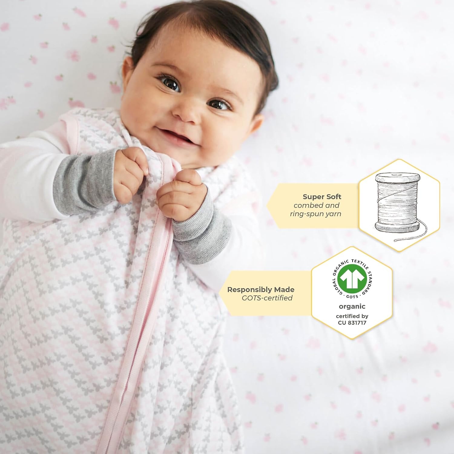 image:imageBurts Bees Baby Fitted Crib Sheet Girls Boys amp Unisex 100 Organic Cotton Crib Sheet for Standard Crib amp Toddler MattressesPink Garden