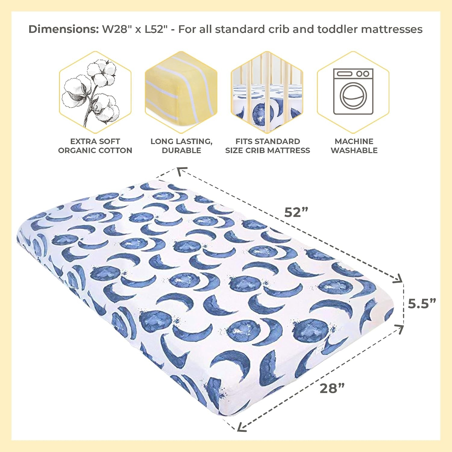 image:imageBurts Bees Baby Fitted Crib Sheet Girls Boys amp Unisex 100 Organic Cotton Crib Sheet for Standard Crib amp Toddler MattressesSunshine Stripe