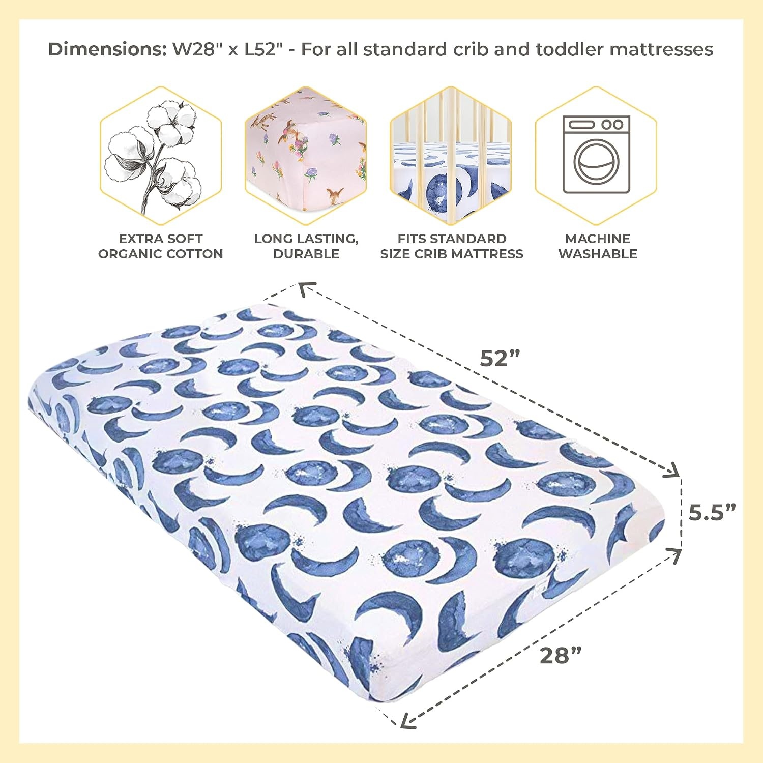 image:imageBurts Bees Baby Fitted Crib Sheet Girls Boys amp Unisex 100 Organic Cotton Crib Sheet for Standard Crib amp Toddler MattressesSweet Doe