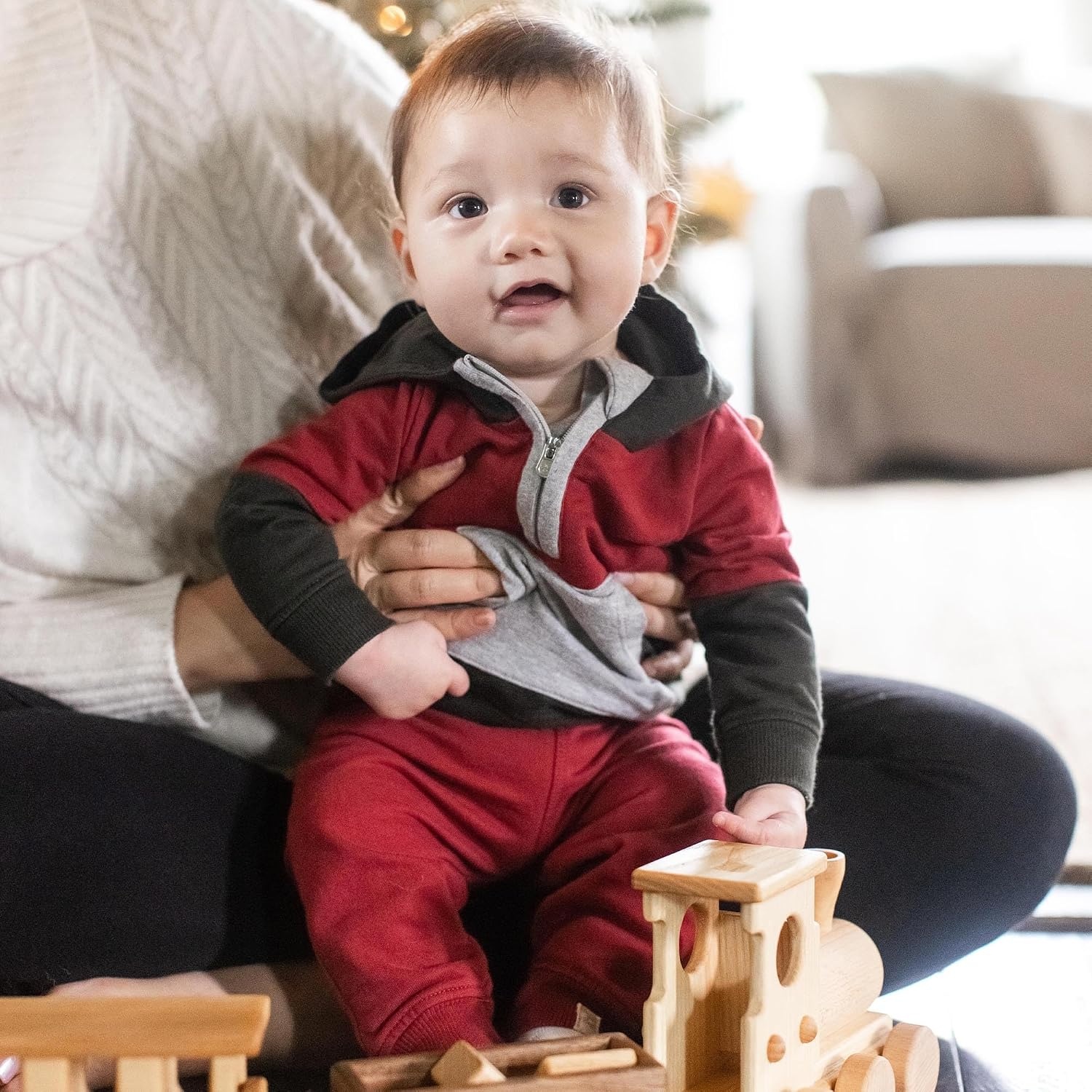 image:imageBurts Bees Baby Baby Boys Hoodie and Pant Set Top amp Bottom Outfit Bundle 100 Organic CottonBrick Colorblocked
