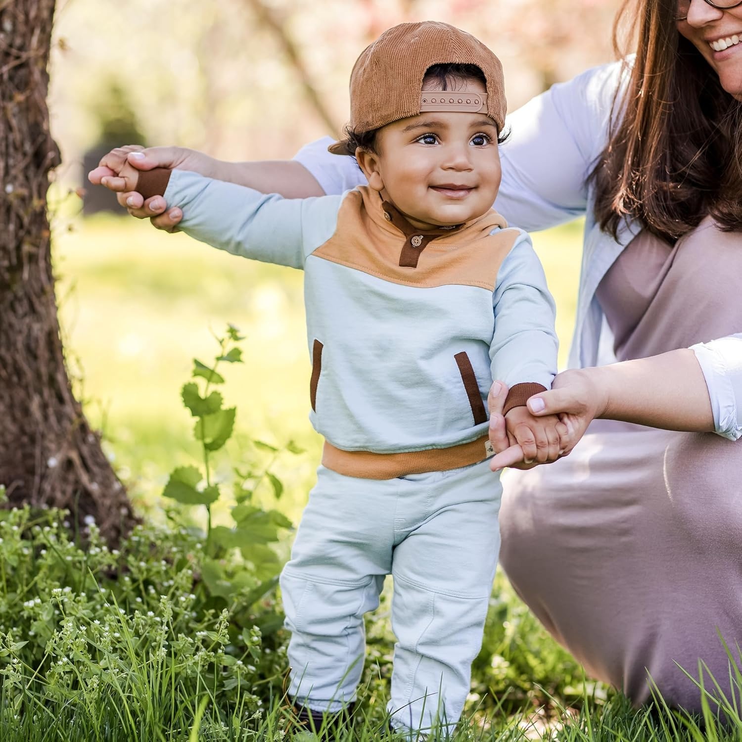 image:imageBurts Bees Baby Baby Boys Hoodie and Pant Set Top amp Bottom Outfit Bundle 100 Organic CottonRain Colorblocked