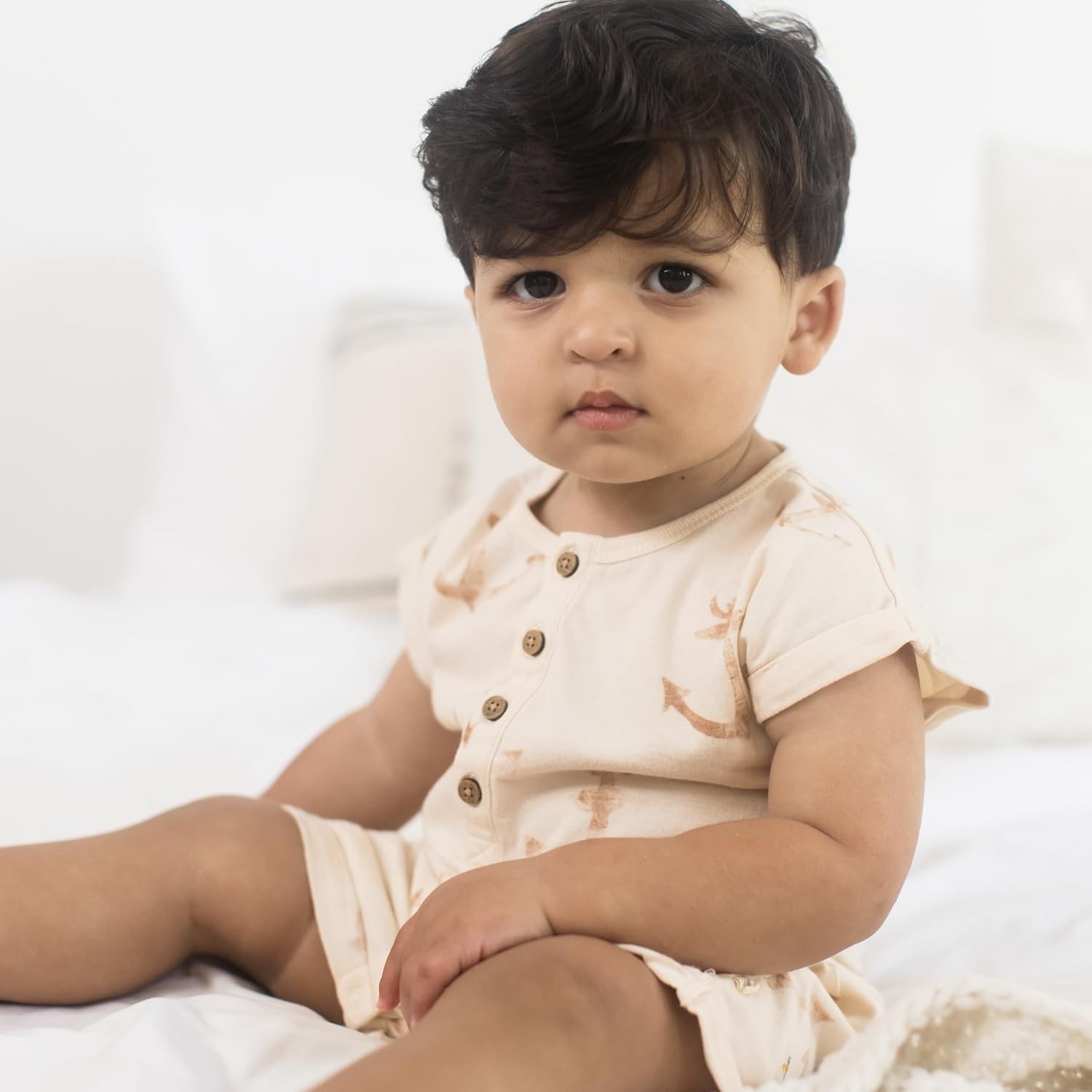 image:imageBurts Bees Baby Baby Boys Short Sleeve Rompers 100 Organic Cotton Onepiece Coverall and Layette SetAnchors Aweigh