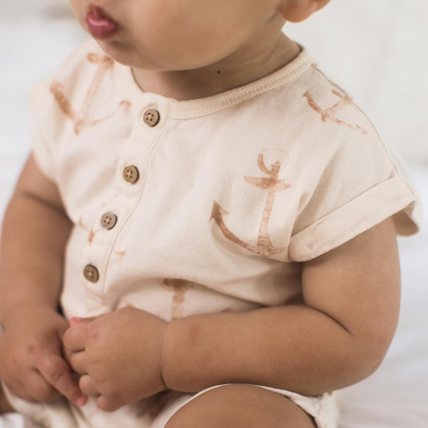 image:imageBurts Bees Baby Baby Boys Short Sleeve Rompers 100 Organic Cotton Onepiece Coverall and Layette SetAnchors Aweigh