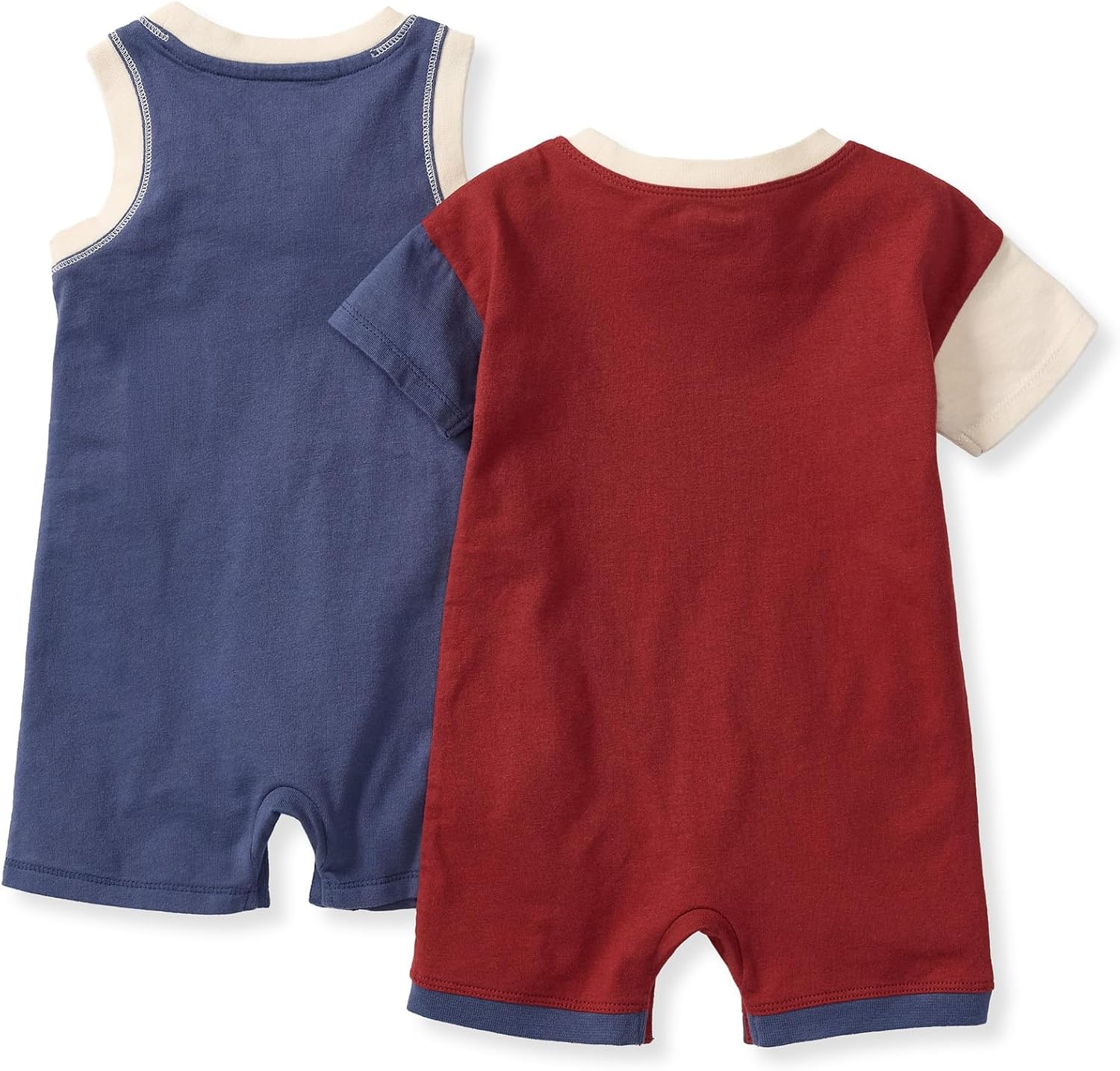 image:imageBurts Bees Baby Baby Boys Short Sleeve Rompers 100 Organic Cotton Onepiece Coverall and Layette SetBlue Basic Stripe 2pk