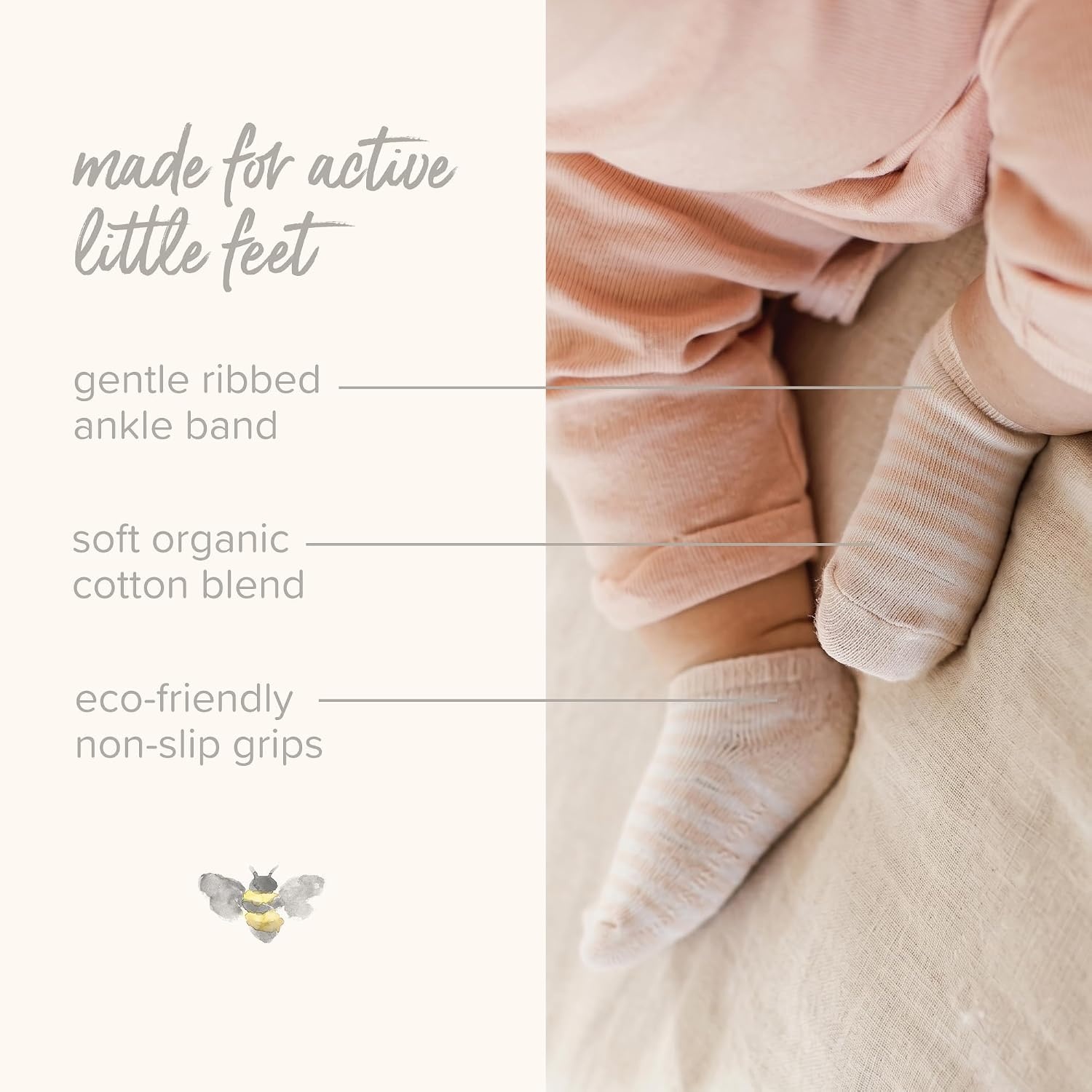 image:imageBurts Bees Baby Baby Girls Ankle Socks with NonSlip Grips Organic Soft Cotton Toddler Socks Baby Essential 6PackCloud Ankle Socks