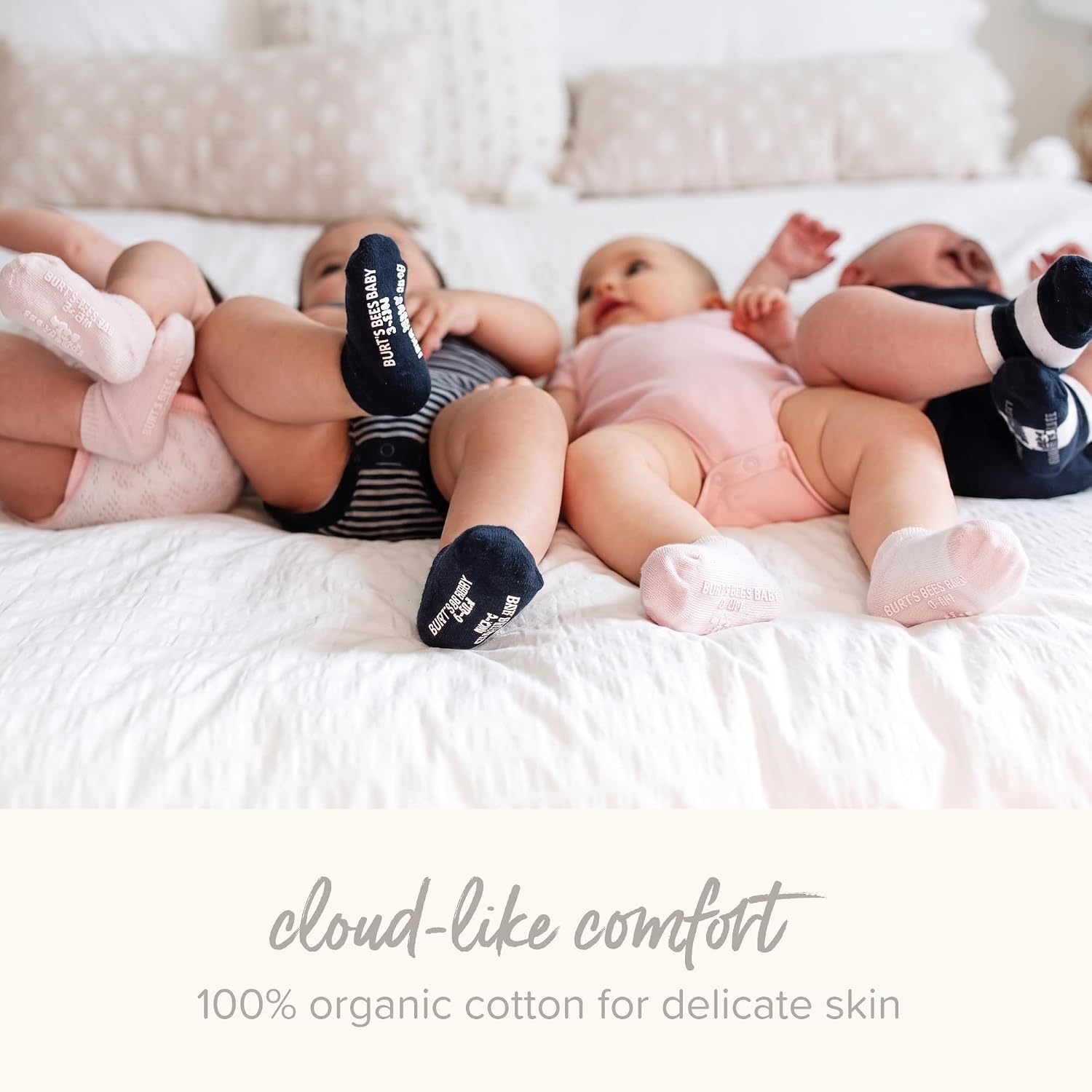 image:imageBurts Bees Baby Baby Girls Ankle Socks with NonSlip Grips Organic Soft Cotton Toddler Socks Baby Essential 6PackCloud Crew Socks