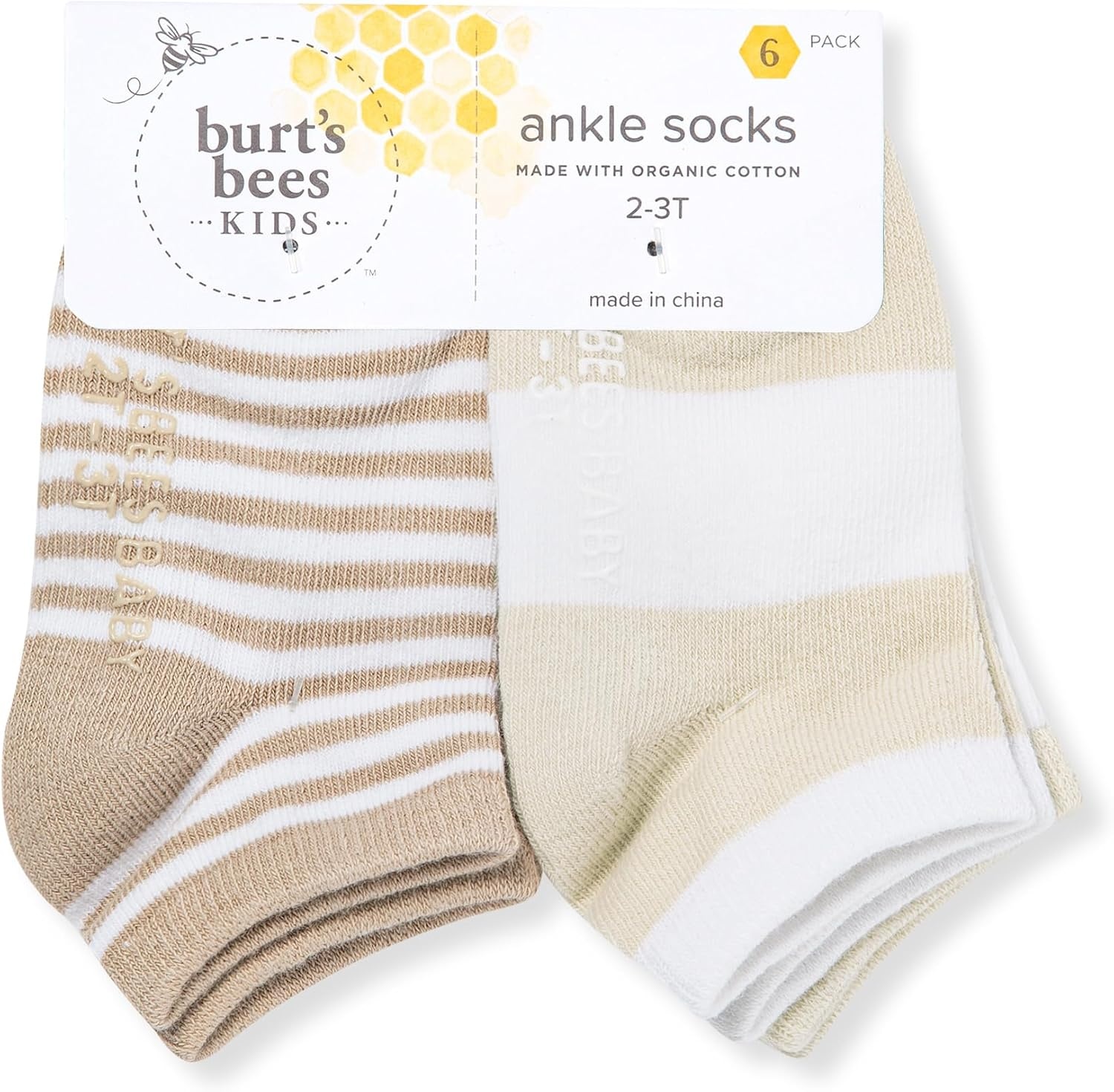 image:imageBurts Bees Baby Baby Girls Ankle Socks with NonSlip Grips Organic Soft Cotton Toddler Socks Baby Essential 6PackOat