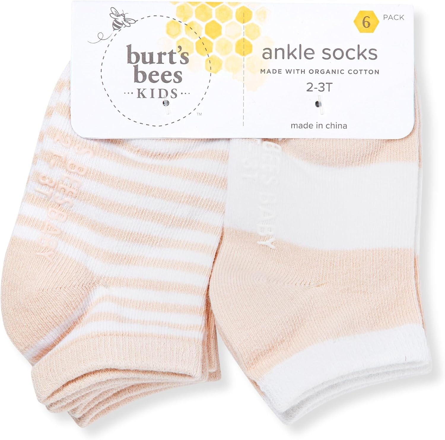 image:imageBurts Bees Baby Baby Girls Ankle Socks with NonSlip Grips Organic Soft Cotton Toddler Socks Baby Essential 6PackPastel Pink