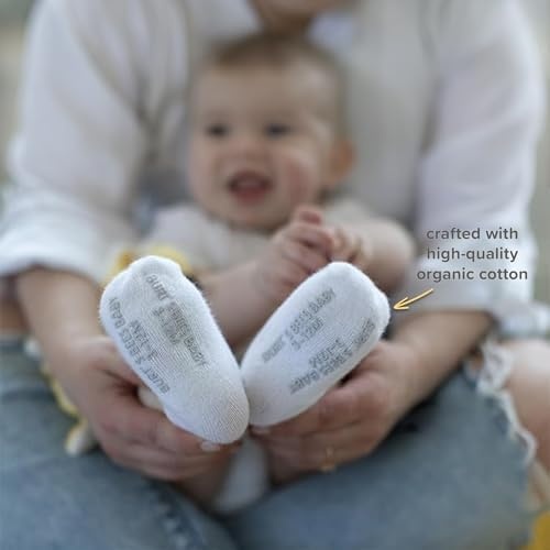 image:imageBurts Bees Baby Baby Girls Ankle Socks with NonSlip Grips Organic Soft Cotton Toddler Socks Baby Essential 6PackSolid GreyWhite