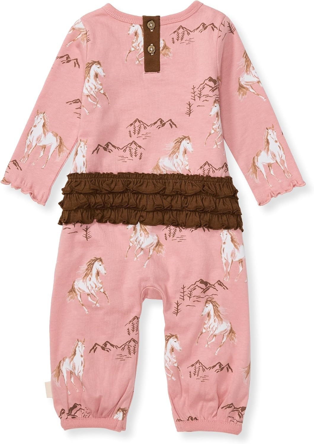 image:imageBurts Bees Baby Baby Girls Jumpsuit 100 Organic Cotton Onepiece Long Sleeve Ruffle Outfit CoverallHorse Love