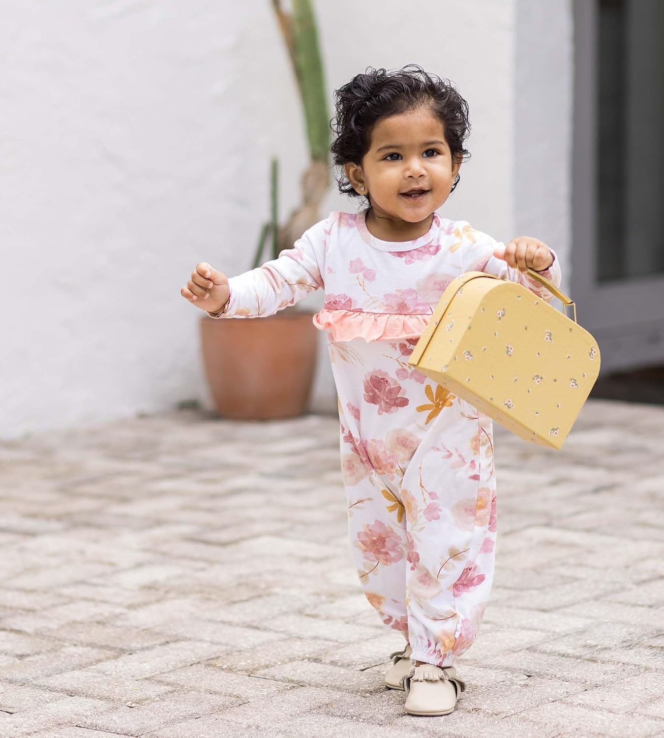 image:imageBurts Bees Baby Baby Girls Jumpsuit 100 Organic Cotton Onepiece Long Sleeve Ruffle Outfit CoverallVacay Floral