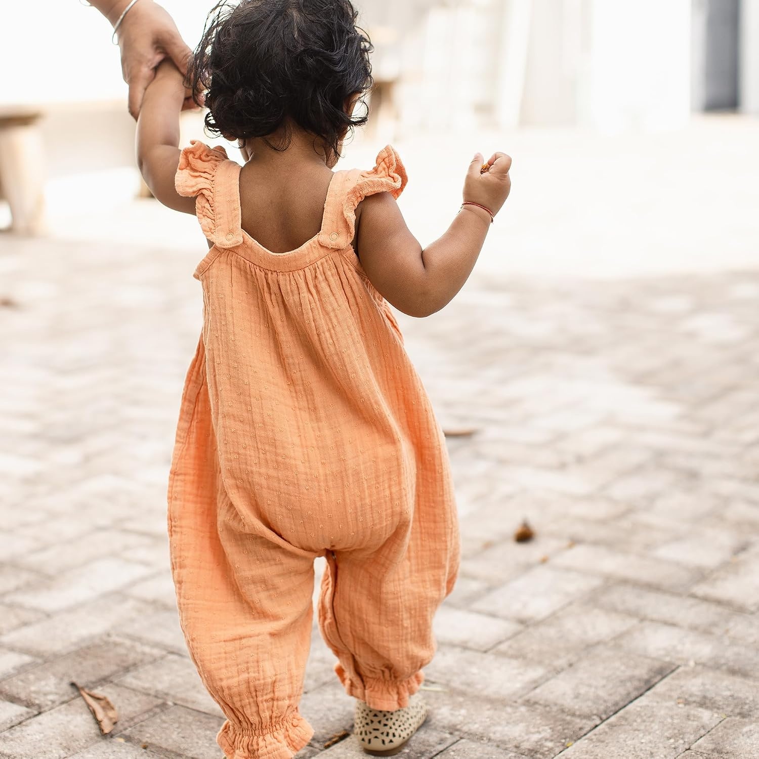 image:imageBurts Bees Baby Baby Girls Jumpsuit 100 Organic Cotton Onepiece Sleeveless Outfit CoverallPeach Puff