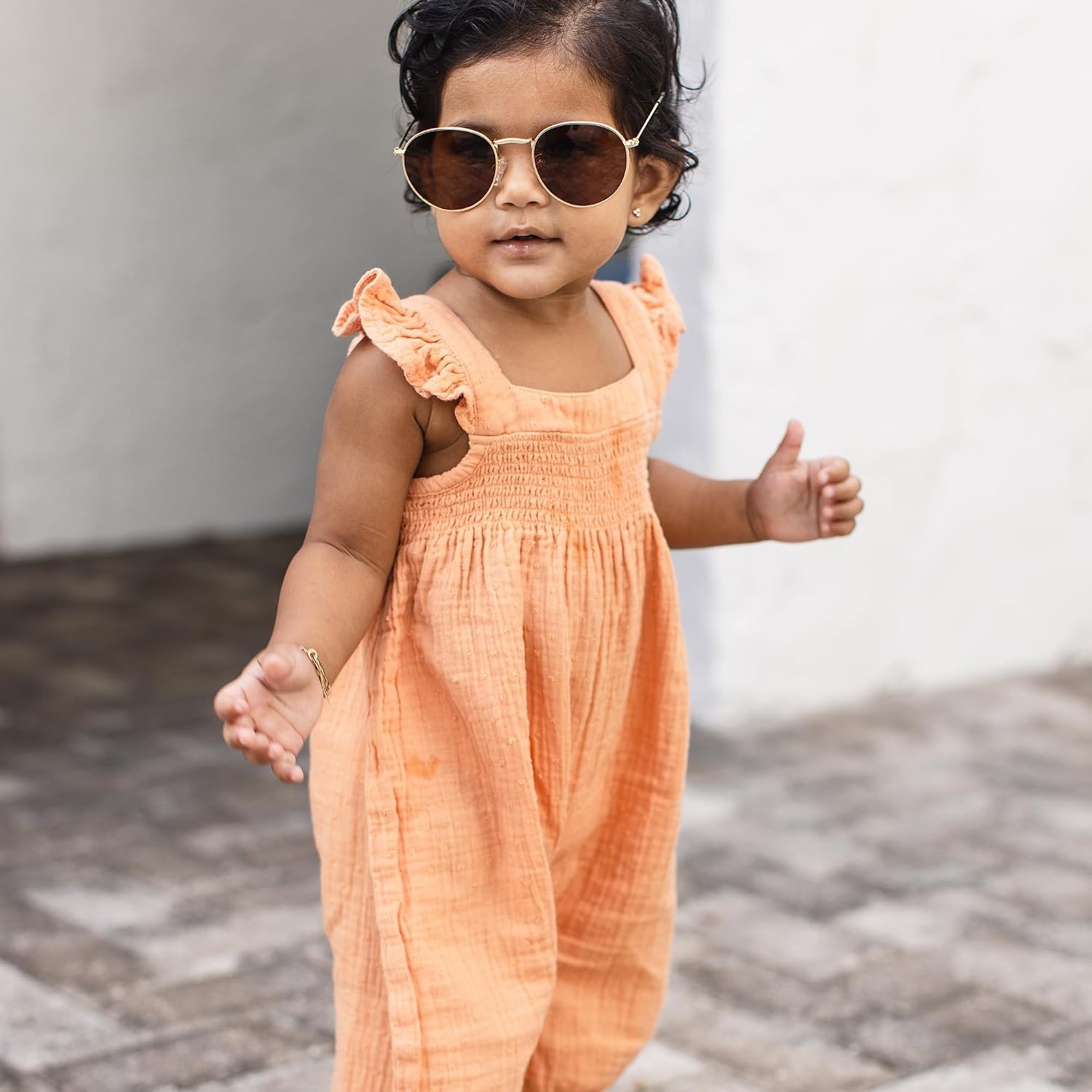 image:imageBurts Bees Baby Baby Girls Jumpsuit 100 Organic Cotton Onepiece Sleeveless Outfit CoverallPeach Puff