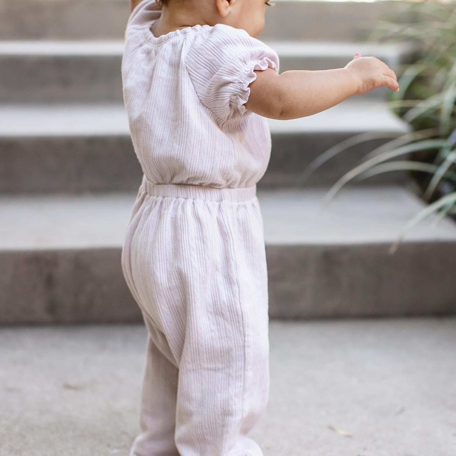 image:imageBurts Bees Baby Baby Girls Jumpsuit 100 Organic Cotton Onepiece Sleeveless Outfit CoverallTaro Pointelle