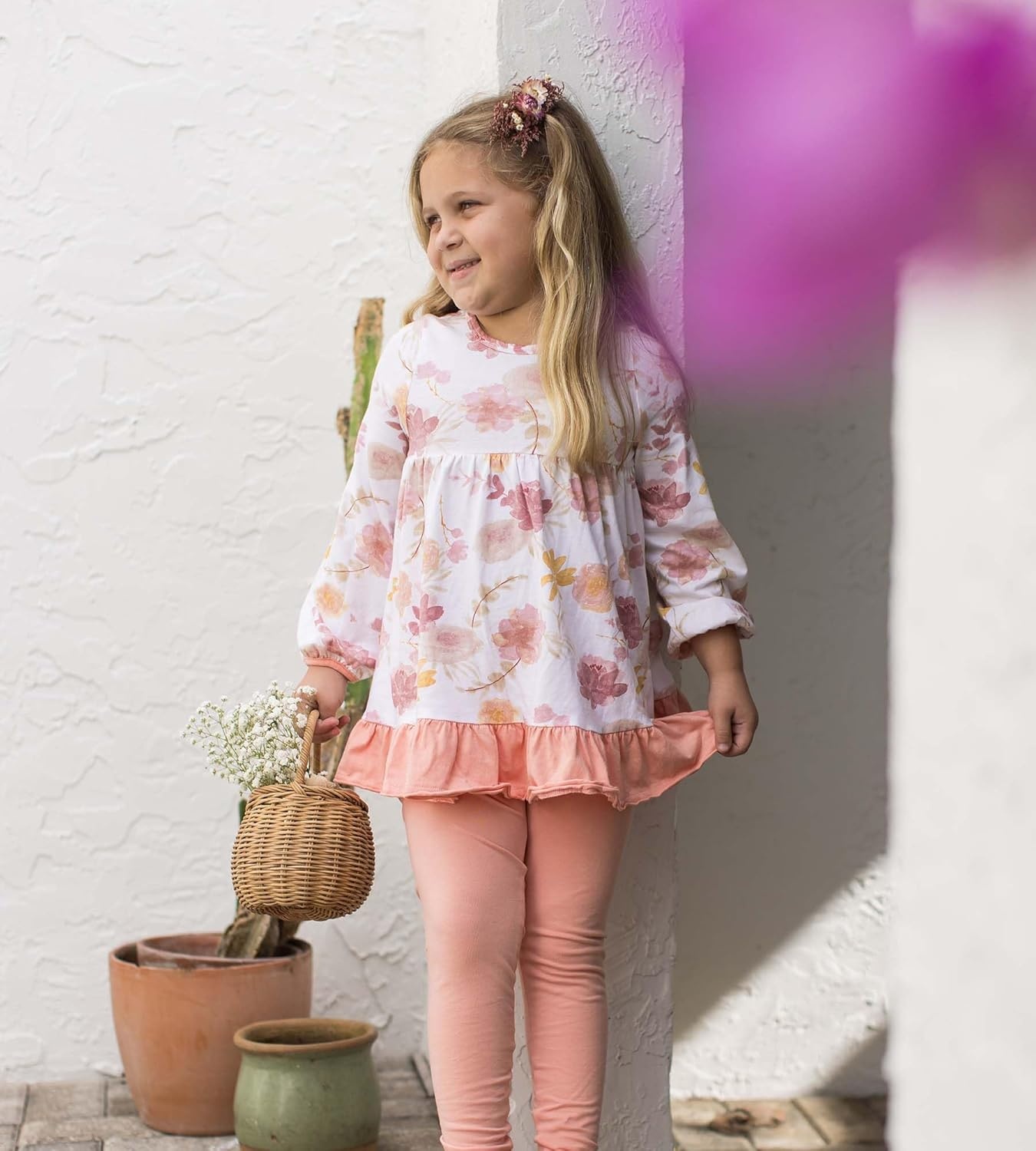 image:imageBurts Bees Baby Baby Girls Long Sleeve Top and Pant Set 100 Organic Cotton OutfitVacay Floral Set