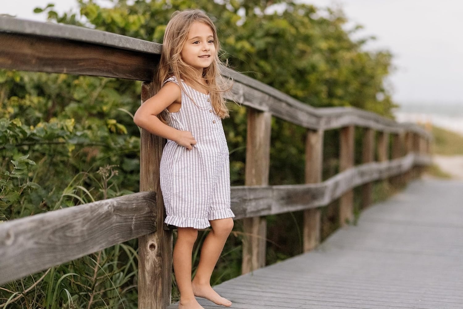 image:imageBurts Bees Baby Baby Girls Romper 100 Organic Cotton OnePiece Shortall Girl OutfitStriped Seersucker