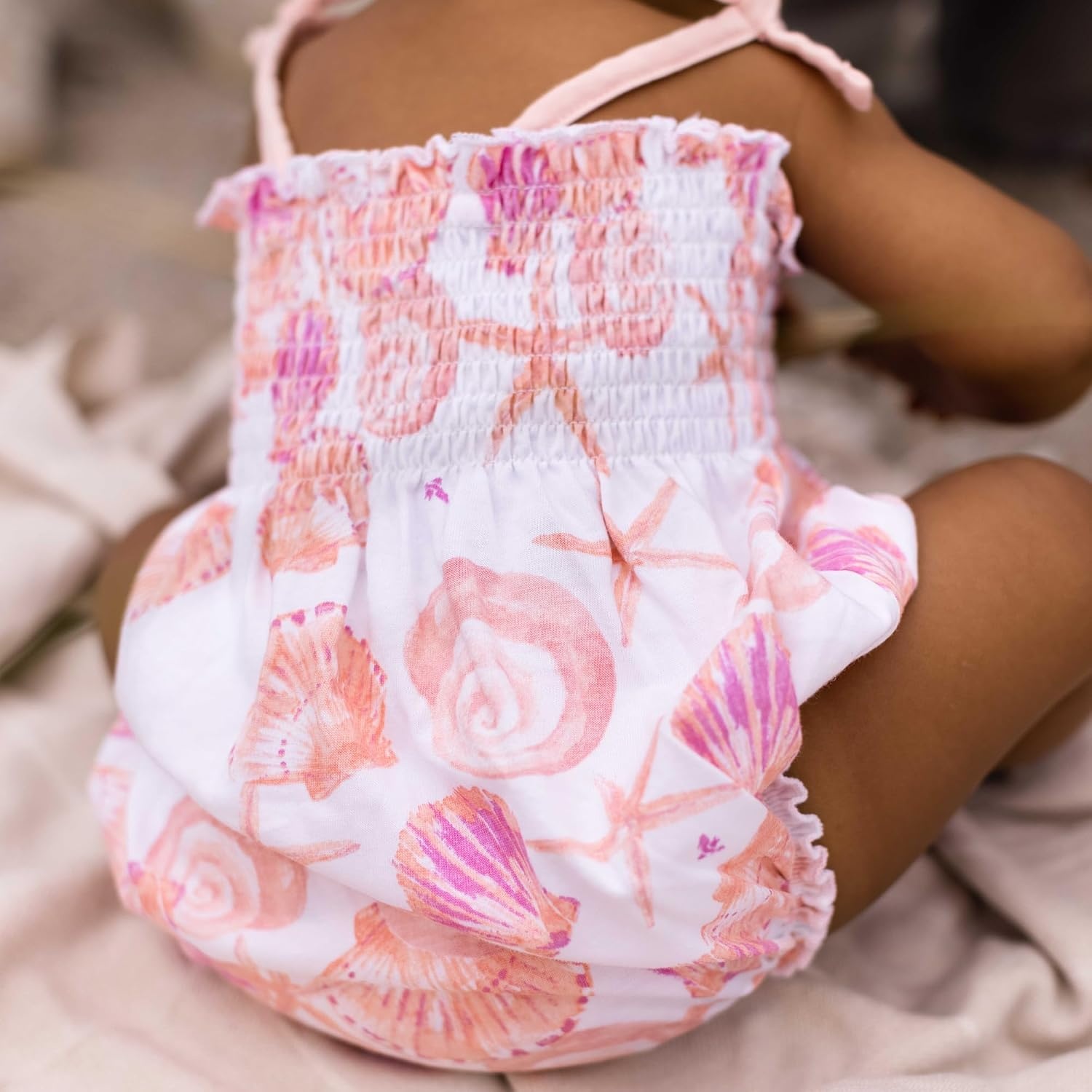 image:imageBurts Bees Baby Baby Girls Romper 100 Organic Cotton OnePiece Shortall Girl OutfitSwirly Seashells