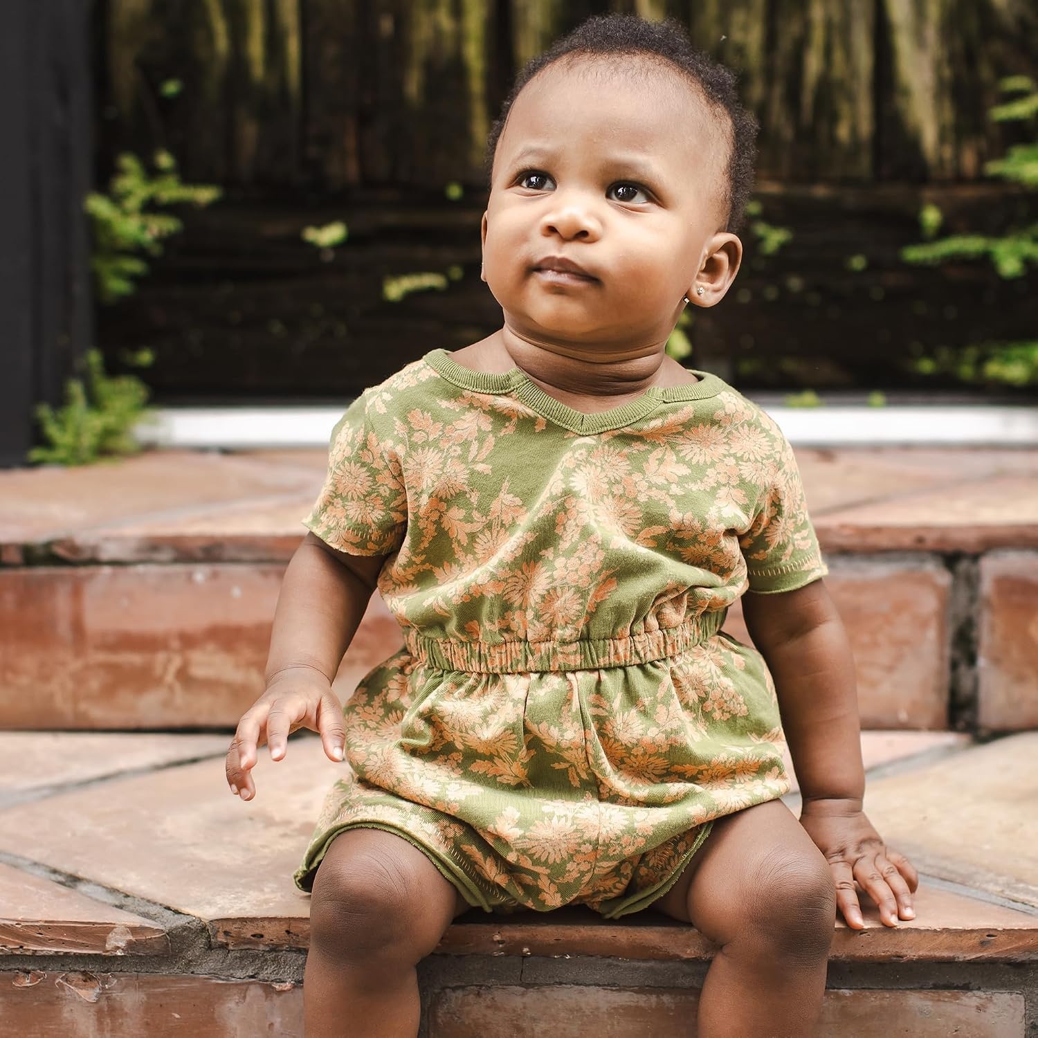 image:imageBurts Bees Baby Baby Girls Romper 100 Organic Cotton Onepiece Shortall and Layette Set Girl OutfitVibrant Garden