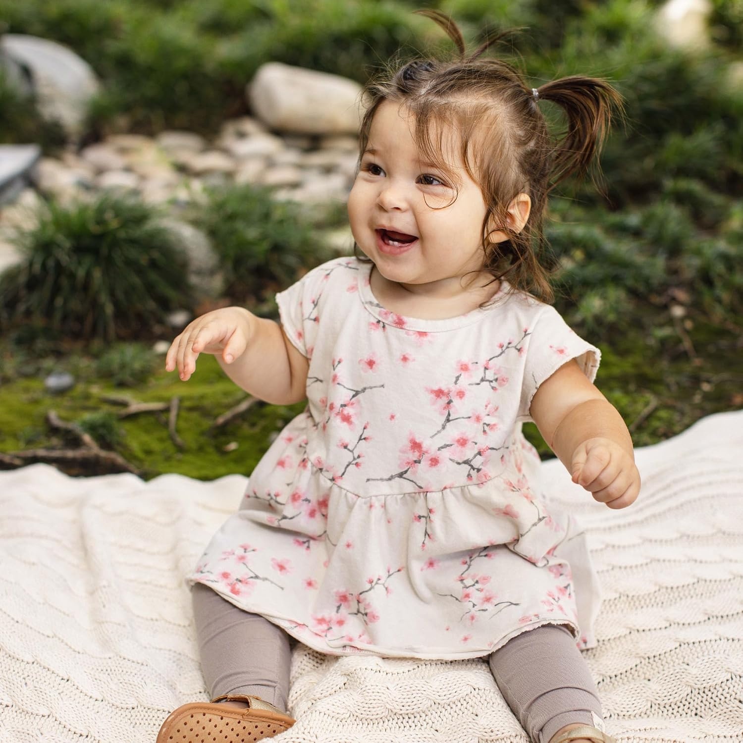 image:imageBurts Bees Baby Baby Girls Short Sleeve Top and Leggings Set Outfit Bundle 100 Organic CottonCherry Blossoms