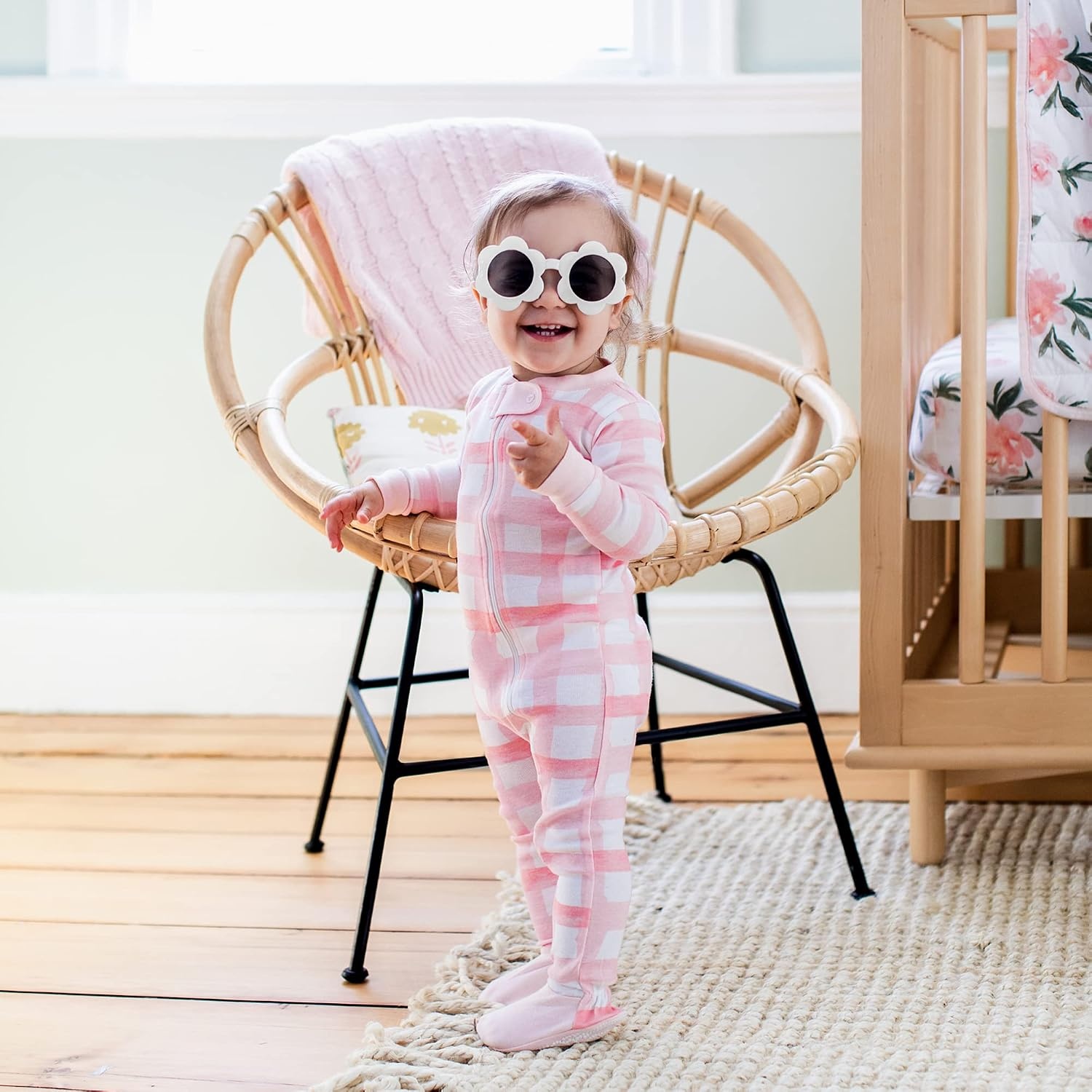 image:imageBurts Bees Baby Baby Girls Sleeper Pajamas 100 Organic Cotton Onepiece PJs Diagonal Zip Up Jumpsuit Snug Fit FootieAutumn Blooms