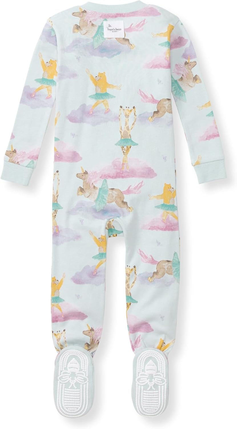 image:imageBurts Bees Baby Baby Girls Sleeper Pajamas 100 Organic Cotton Onepiece PJs Diagonal Zip Up Jumpsuit Snug Fit FootieDream Ballet