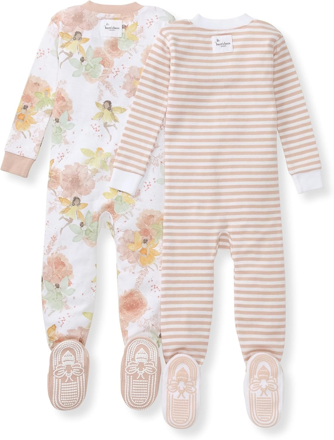 image:imageBurts Bees Baby Baby Girls Sleeper Pajamas 100 Organic Cotton Onepiece PJs Diagonal Zip Up Jumpsuit Snug Fit FootieFairy Floral