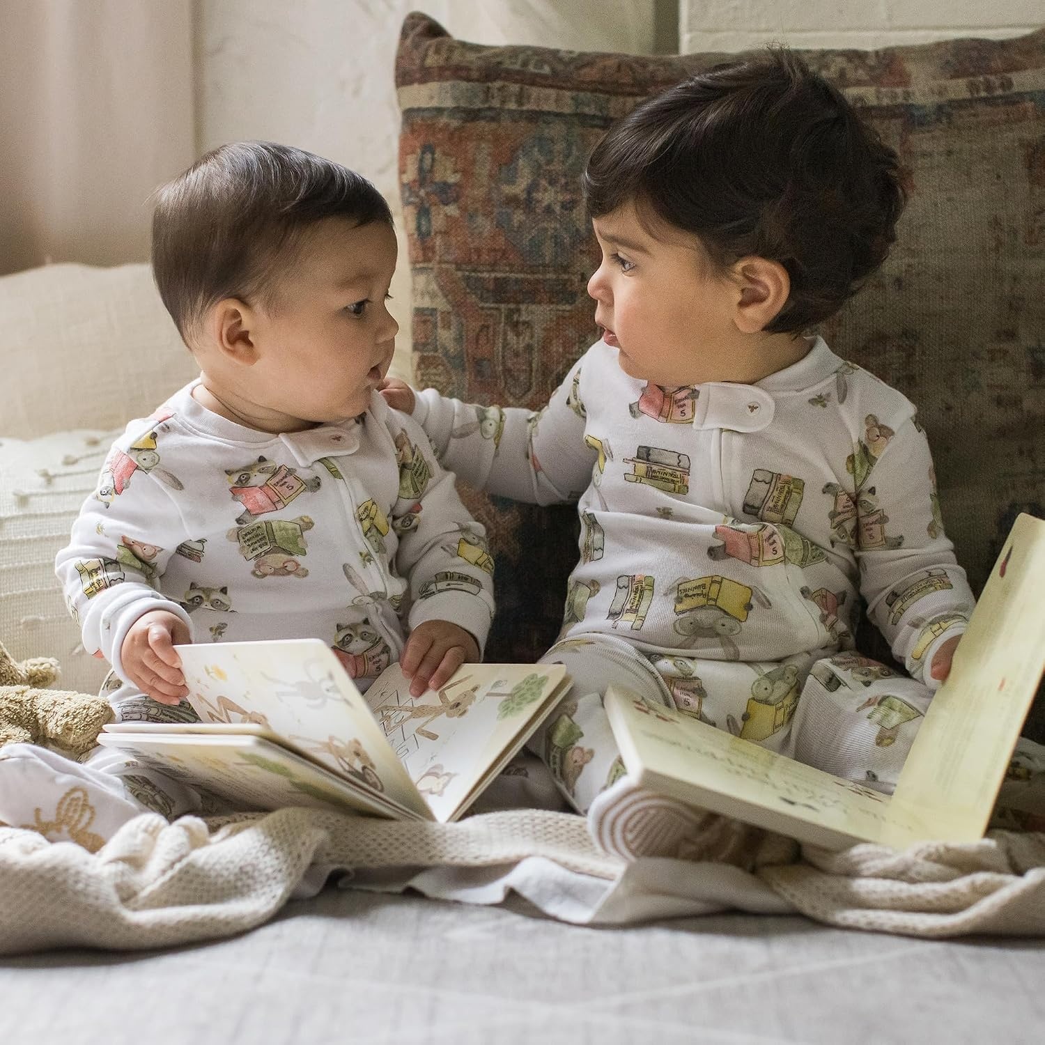 image:imageBurts Bees Baby Baby Girls Sleeper Pajamas 100 Organic Cotton Onepiece PJs Diagonal Zip Up Jumpsuit Snug Fit FootieStardust Bunnies