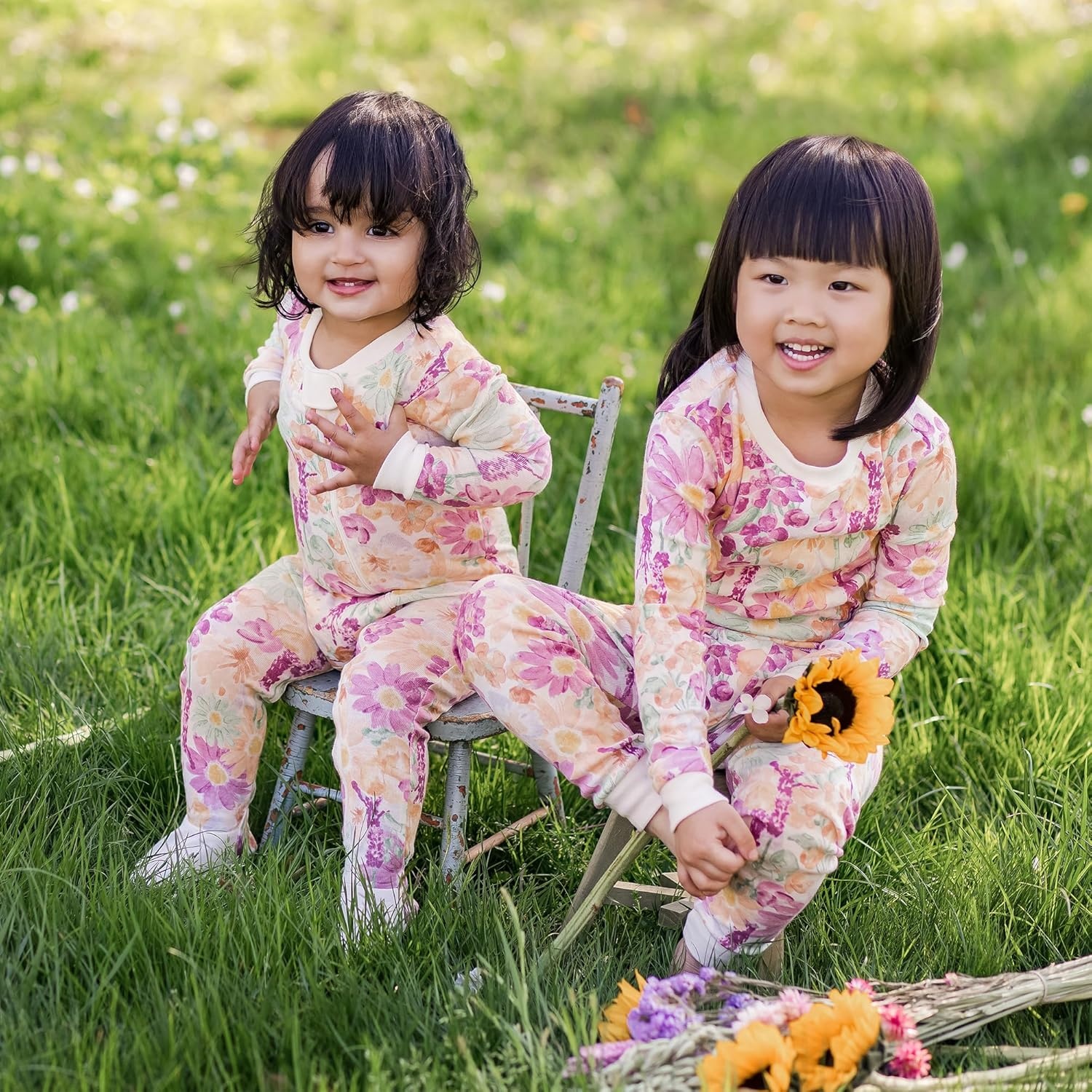 image:imageBurts Bees Baby Baby Girls Sleeper Pajamas 100 Organic Cotton Onepiece PJs Diagonal Zip Up Jumpsuit Snug Fit FootieWild Floral