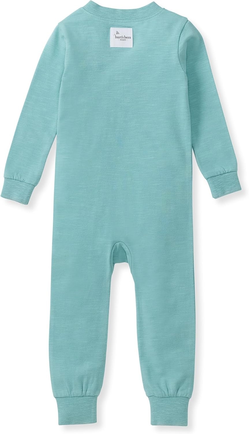 image:imageBurts Bees Baby Baby Honeysoft Pajamas Footless Onepiece Zipup Pj Soft Organic Cotton amp Lyocell BlendSeaglass Blue