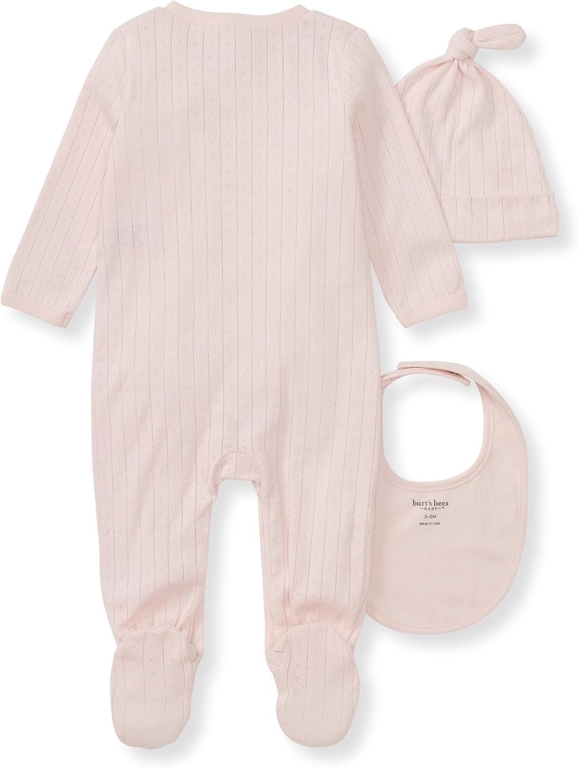 image:imageBurts Bees Baby Baby Jumpsuit 100 Organic Cotton Onepiece Outfit CoverallPink 3pc Set