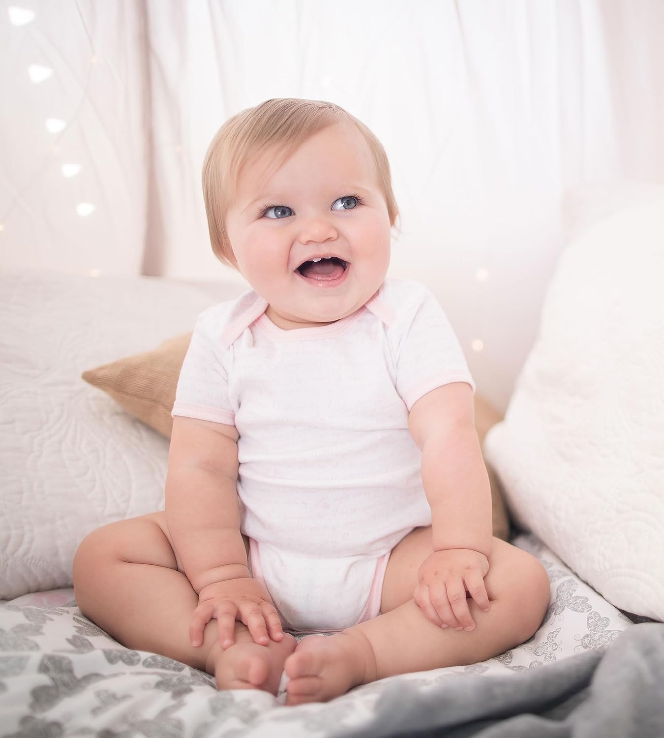 image:imageBurts Bees Baby Bodysuits Short Sleeve and Long Sleeve OnePieces 100 Organic CottonBlossom Prints 5pk