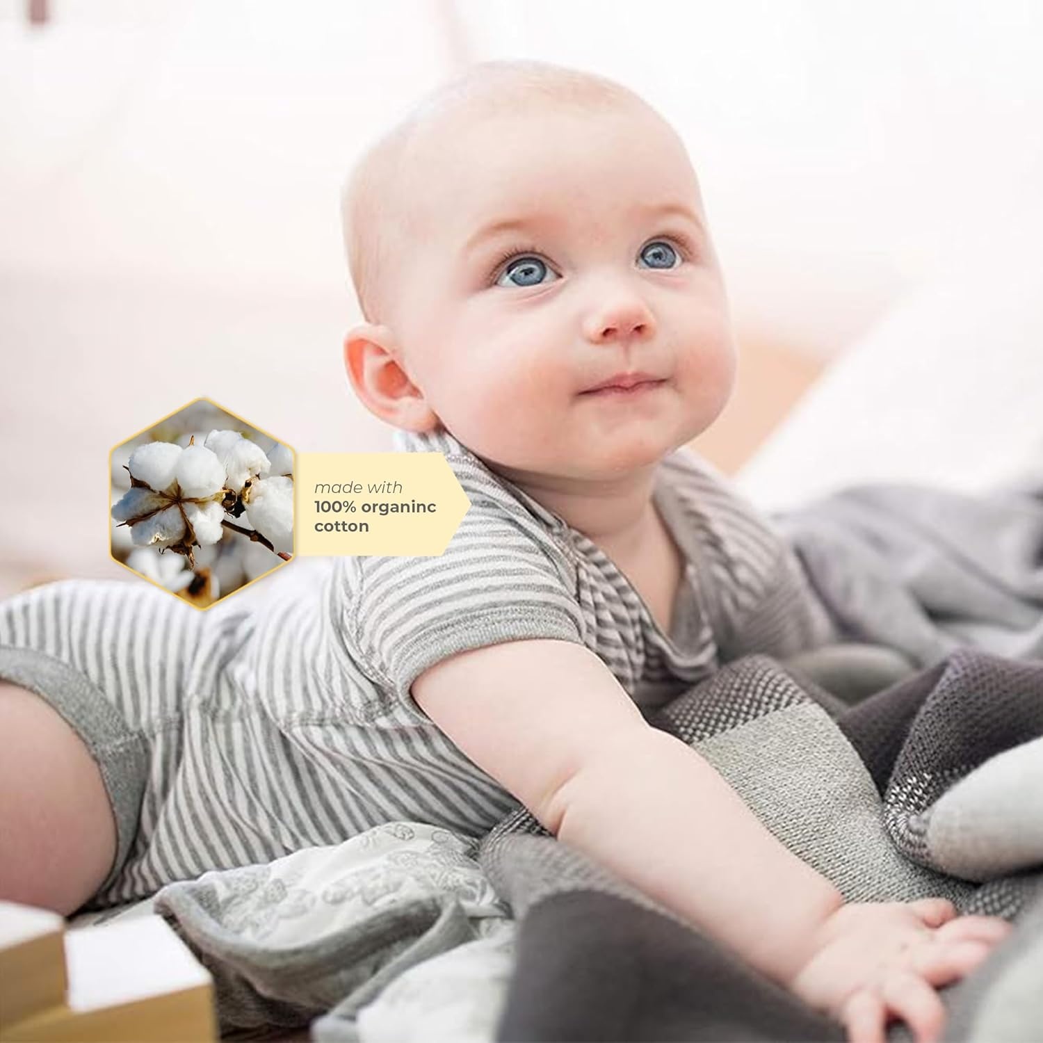 image:imageBurts Bees Baby Bodysuits Short Sleeve and Long Sleeve OnePieces 100 Organic CottonHeather Grey Prints 5pk