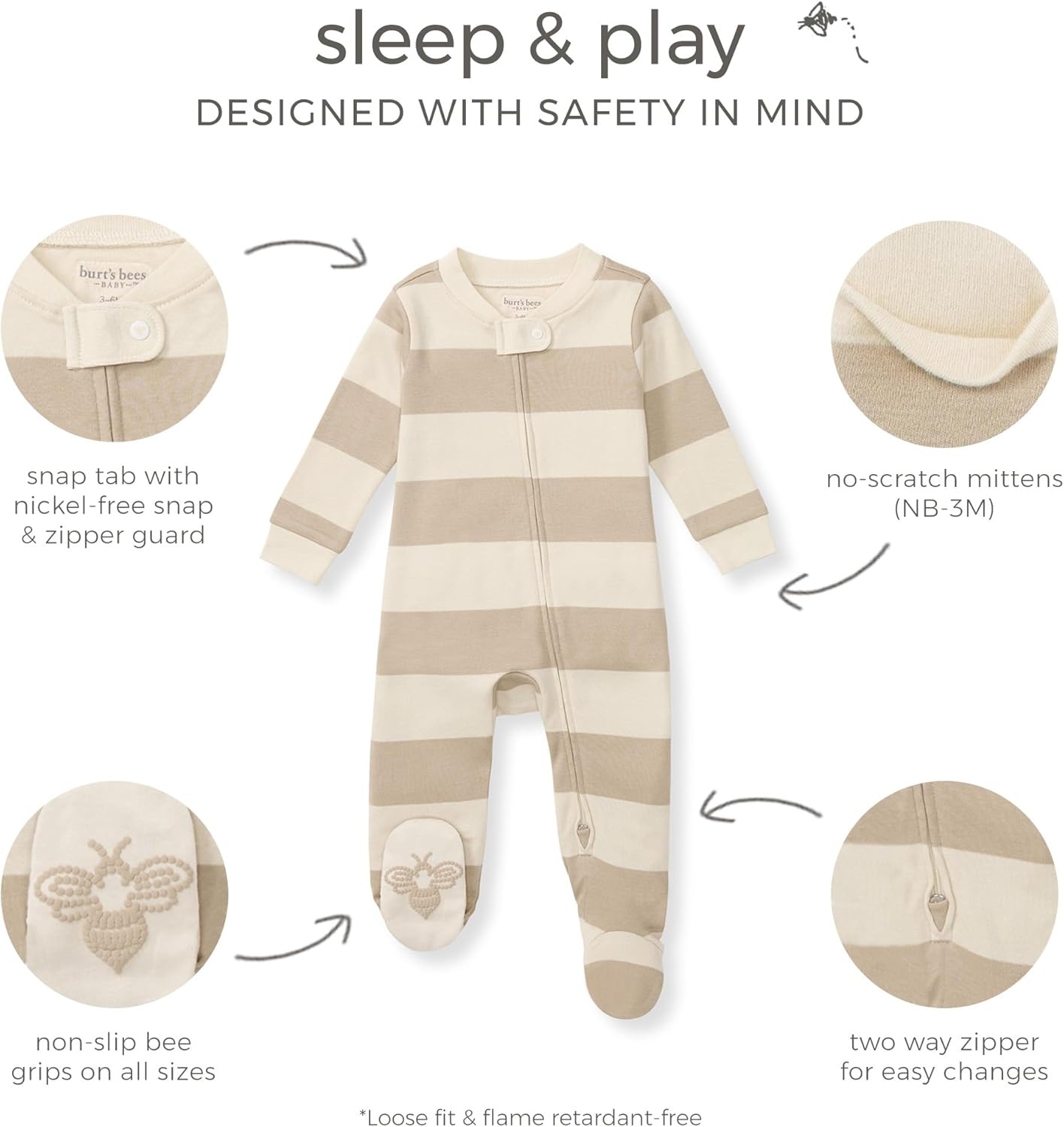 image:imageBurts Bees Baby Boys Footless Pajamas Sleep and Play Loose Fit 100 Organic Cotton Soft Onepiece PJsVibrant Garden
