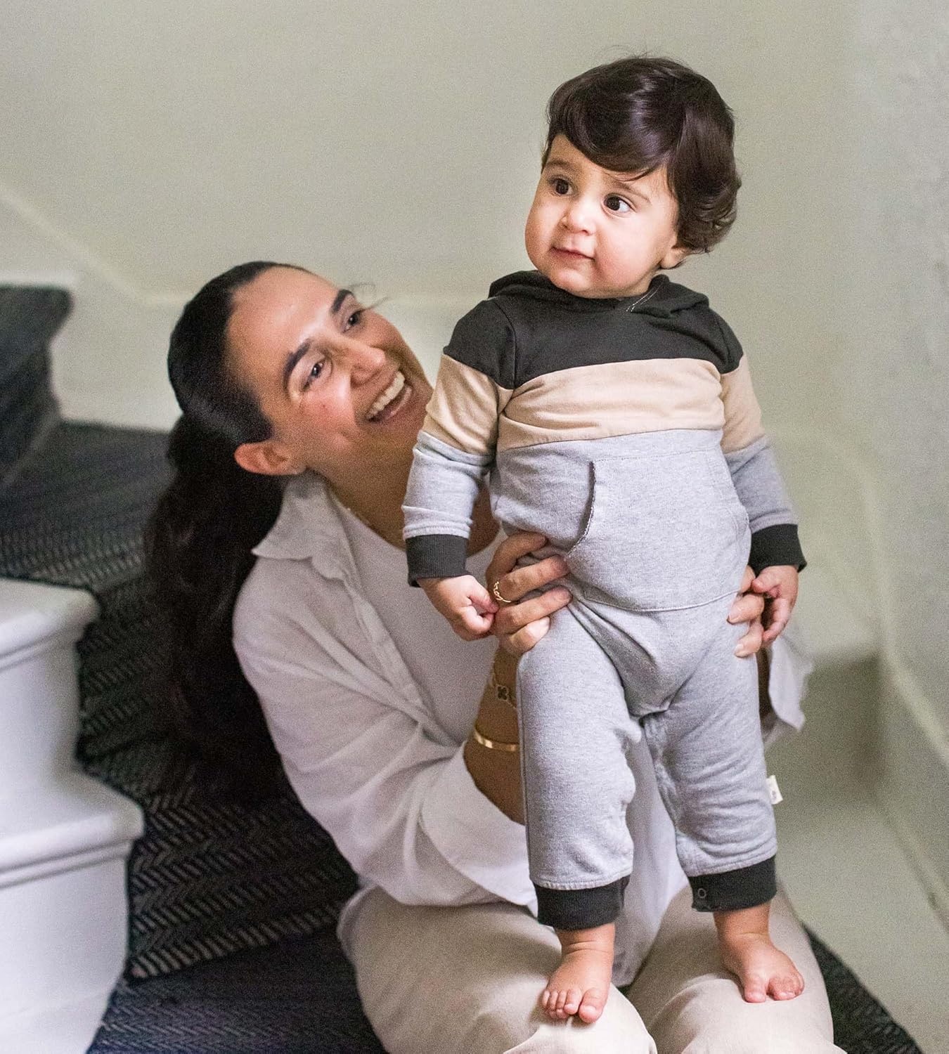 image:imageBurts Bees Baby Boys Jumpsuit 100 Organic Cotton Onepiece Long Sleeve CoverallHeather Colorblocked