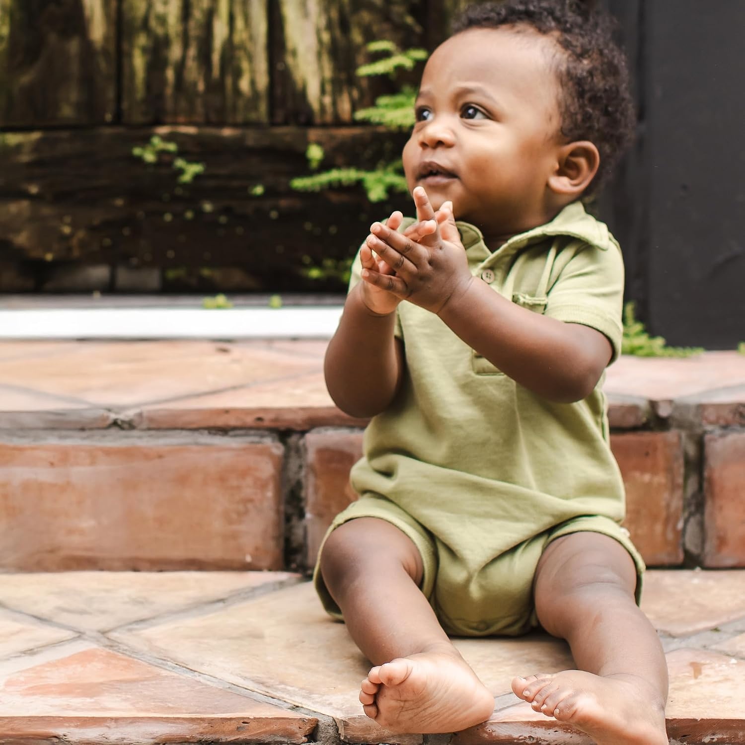 image:imageBurts Bees Baby Boys Polo Romper 100 Organic Cotton Onepiece Shortall and Layette SetIguana Polo